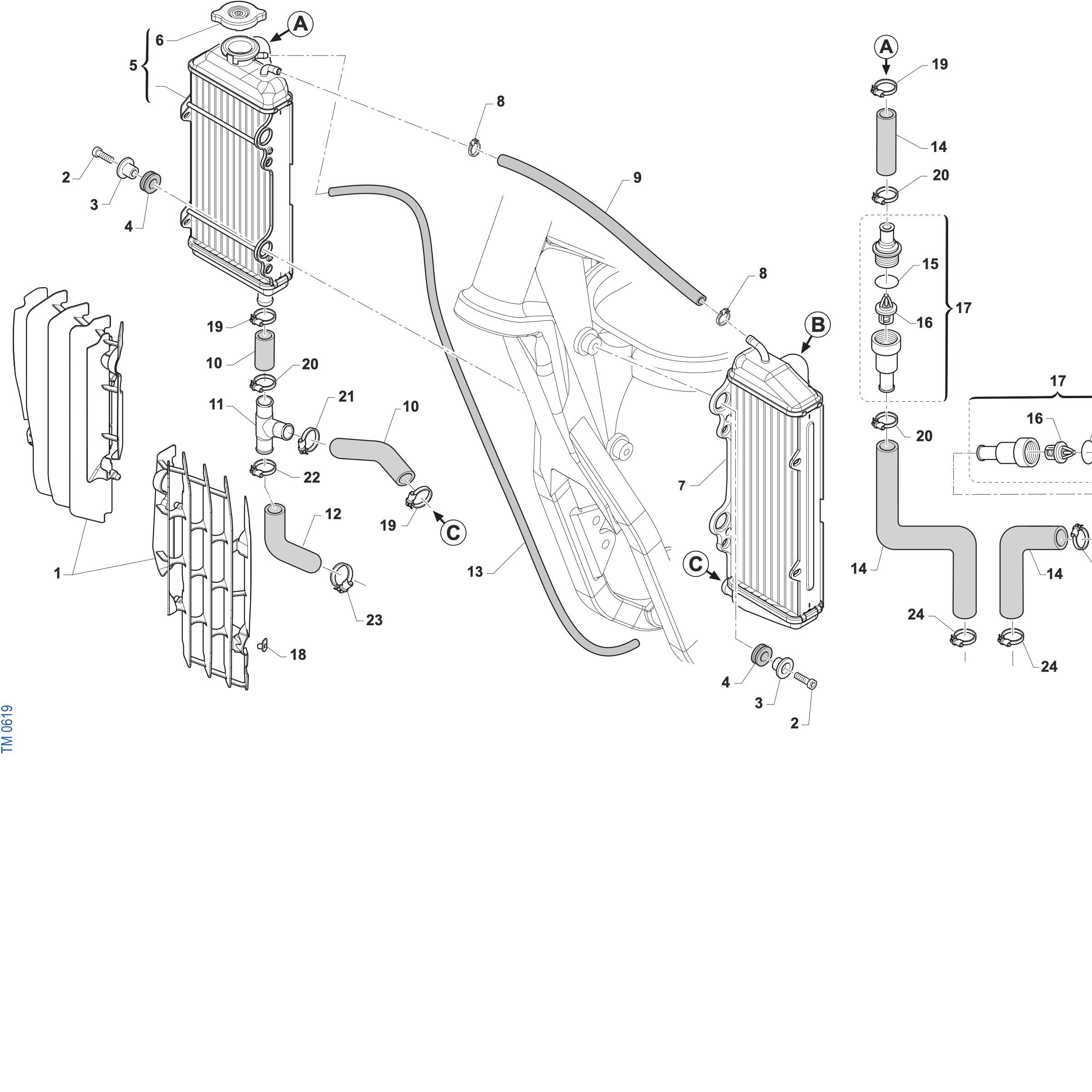 Pièces d'origine pour TM RACING 144 144 2T 144 MX 2027 - Radiateurs