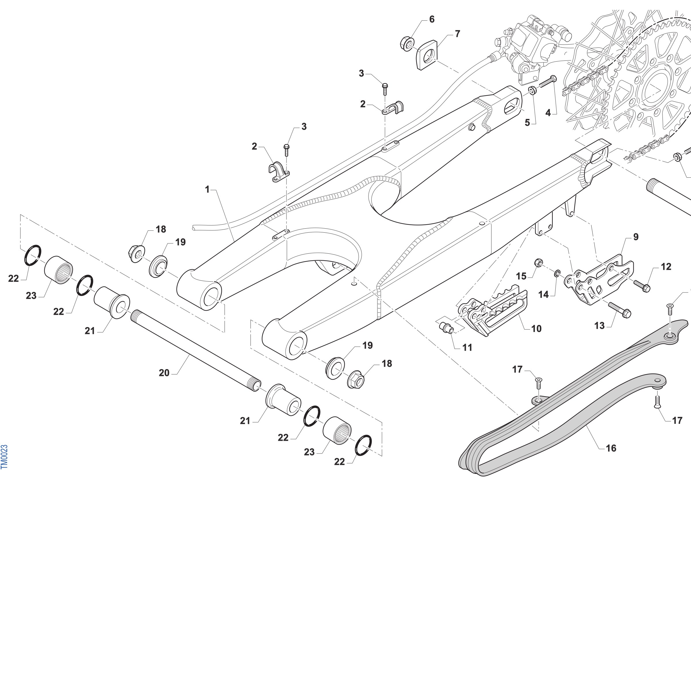 Pièces d'origine pour TM RACING 144 144 2T 144 MX 2027 - Bras oscillant