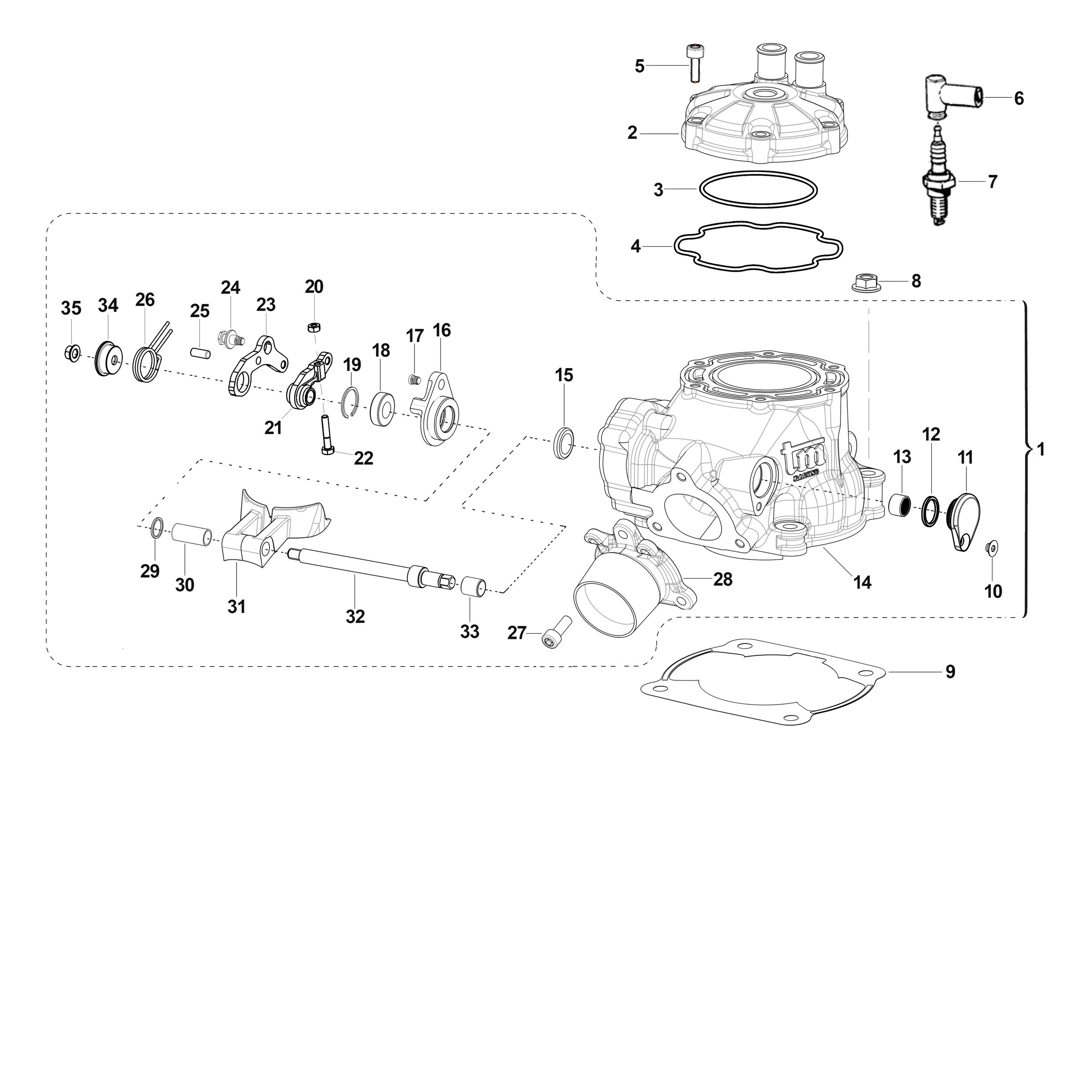 Pièces d'origine pour TM RACING 144 144 2T 144 MX 2027 - Cylindre