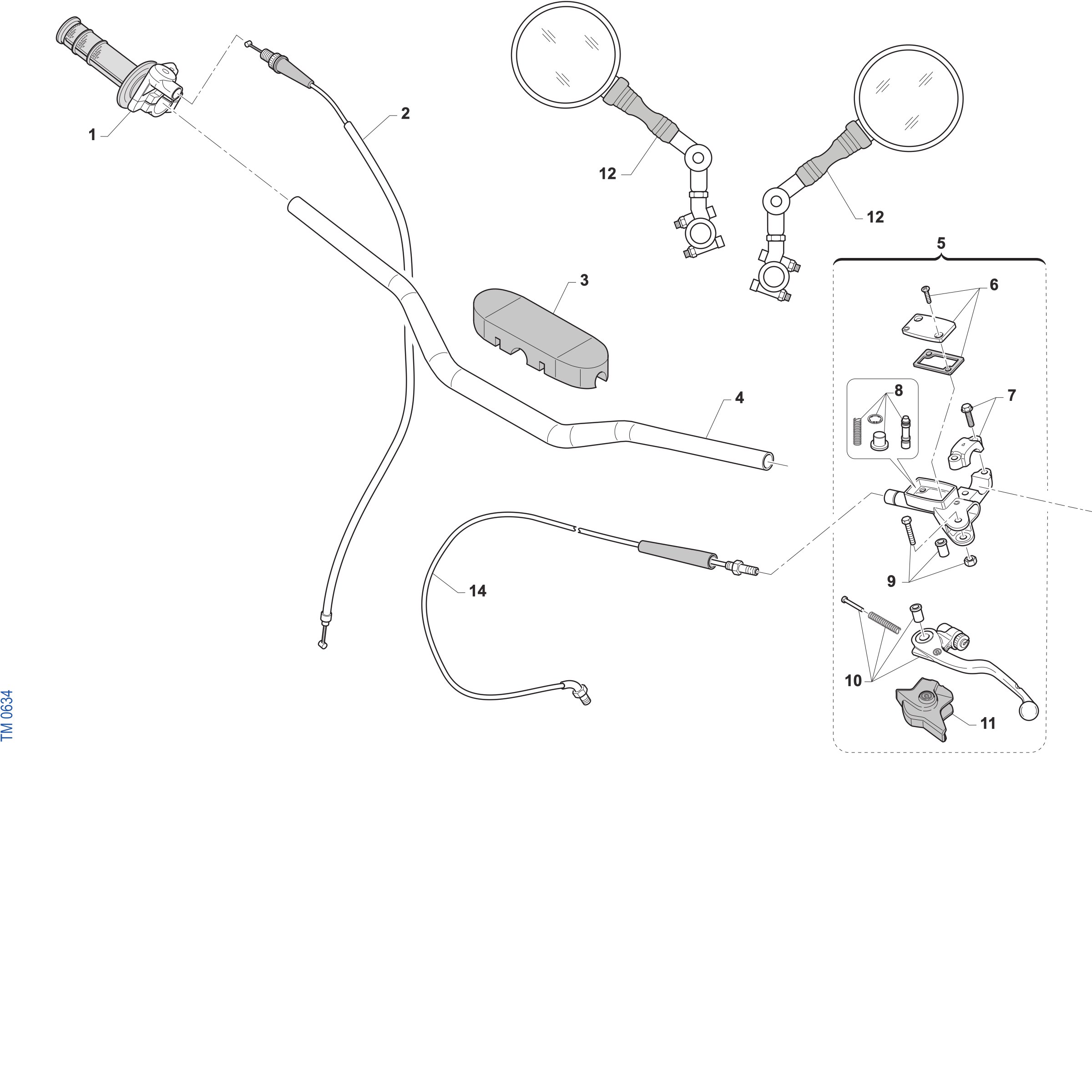 Pièces d'origine pour TM RACING 144 144 2T 144 EN 2027 - Guidon et commandes