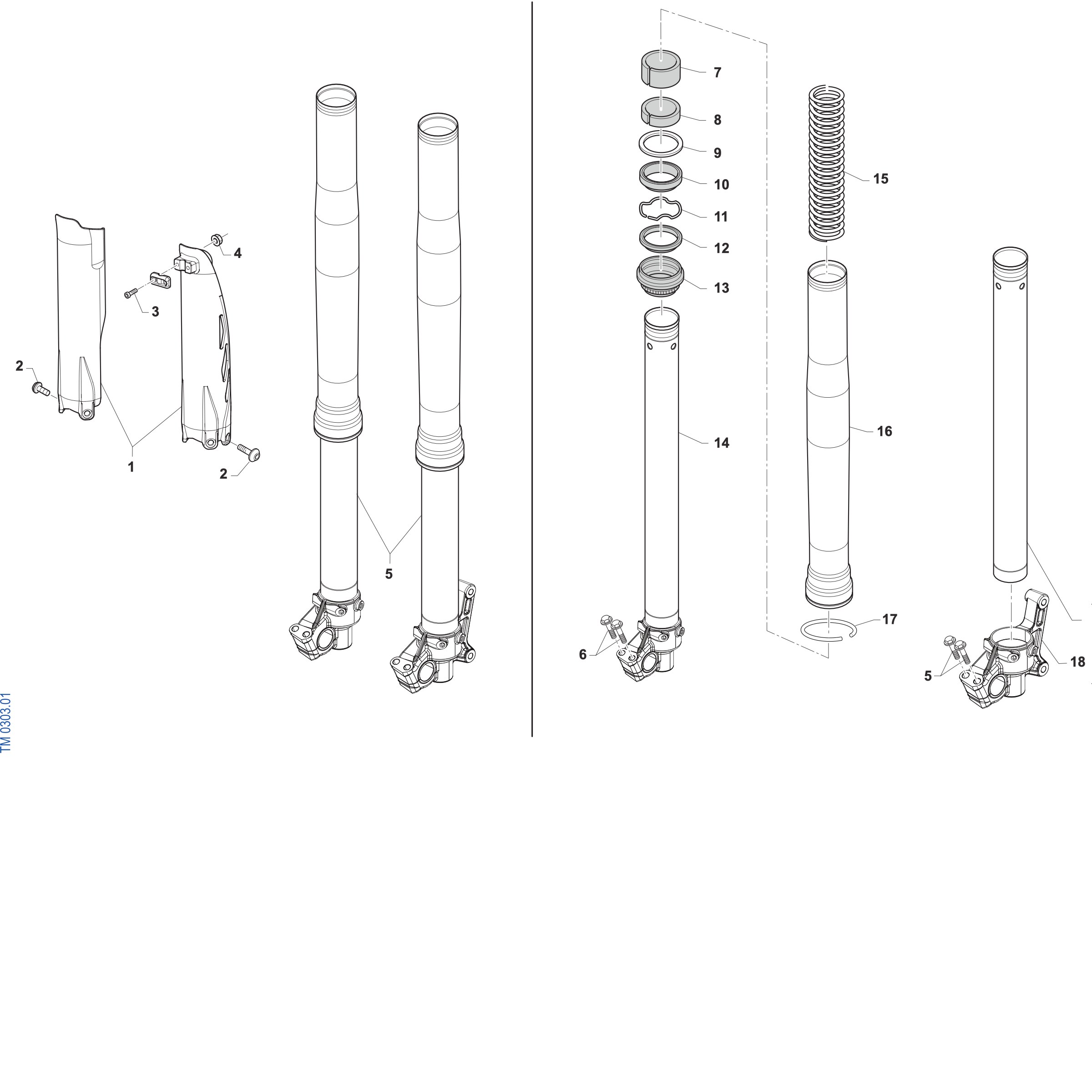 Pièces d'origine pour TM RACING 144 144 2T 144 EN 2027 - Fourche avant