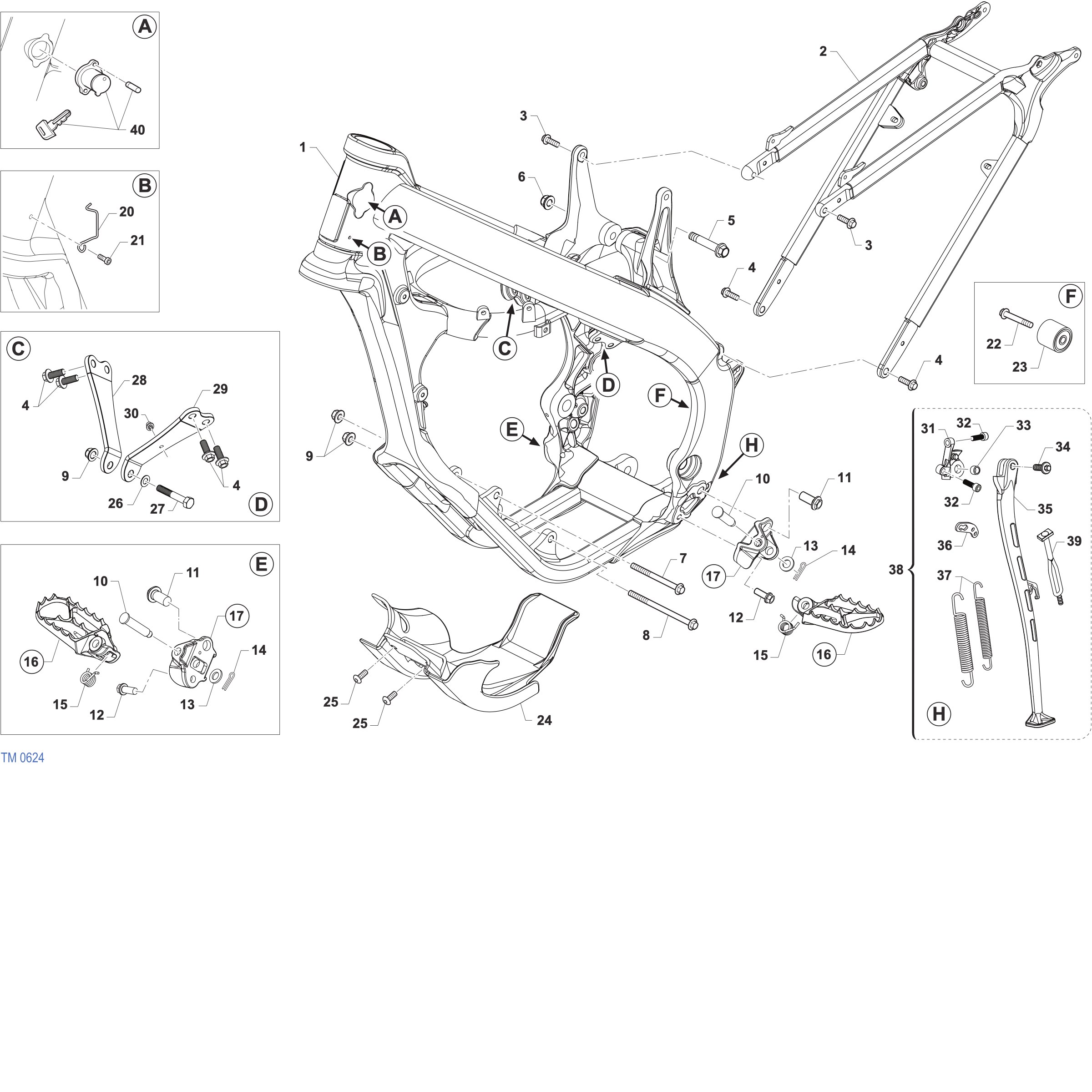 Pièces d'origine pour TM RACING 144 144 2T 144 EN 2027 - Cadre et partie-cycle