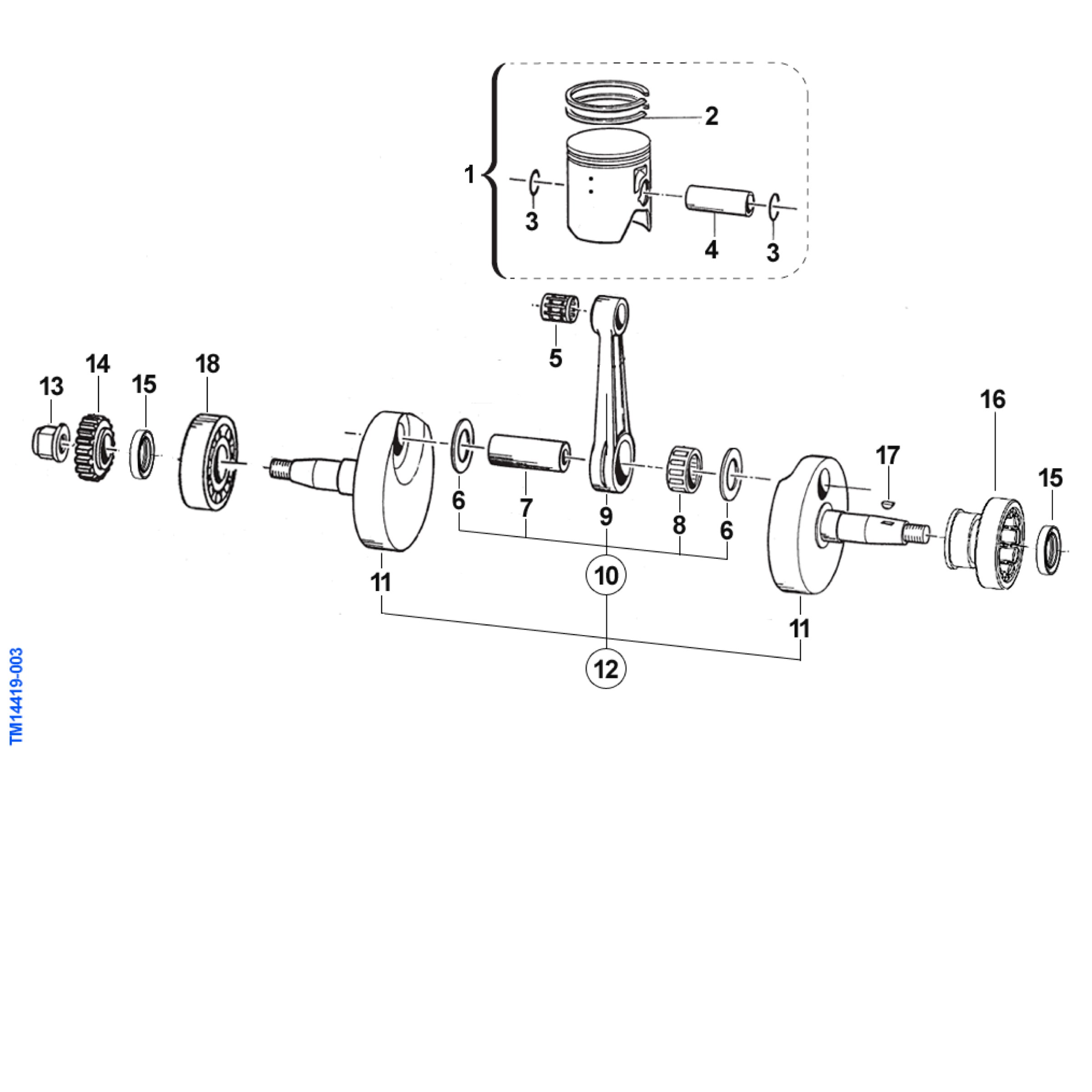 Pièces d'origine pour TM RACING 144 144 2T 144 EN 2027 - Vilebrequin et piston