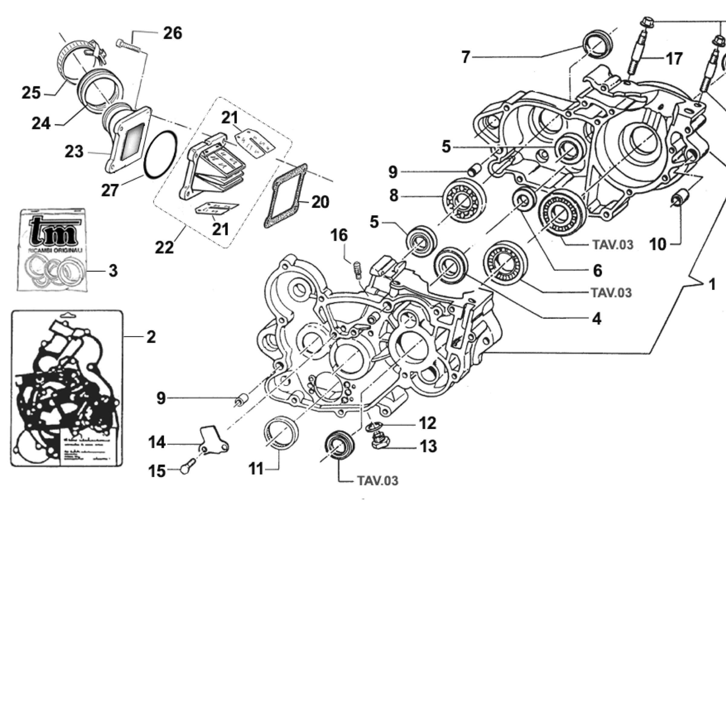 Pièces d'origine pour TM RACING 144 144 2T 144 EN 2027 - Bas moteur
