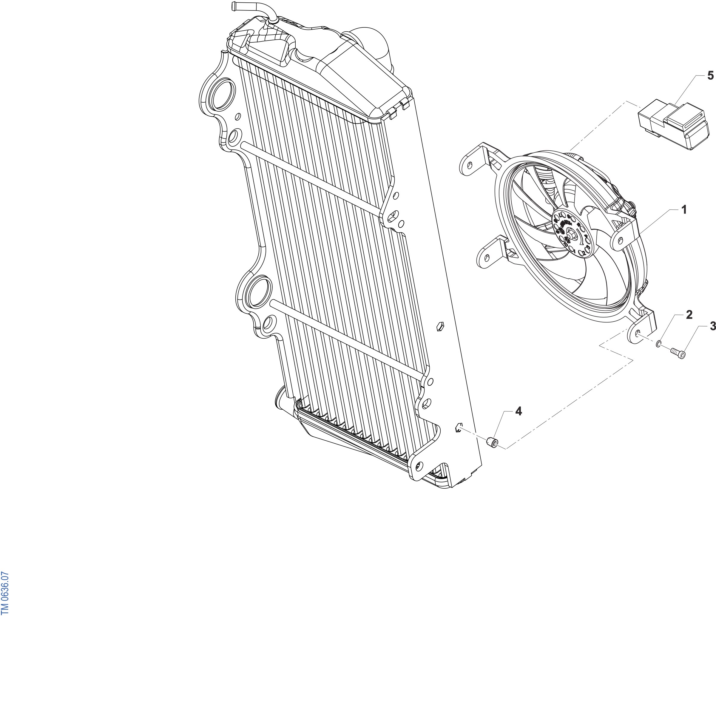 Pièces d'origine pour TM RACING 250 250 2T 250 FI EN 2027 - Ventilateur de radiateur 2T 250/300 MX/EN