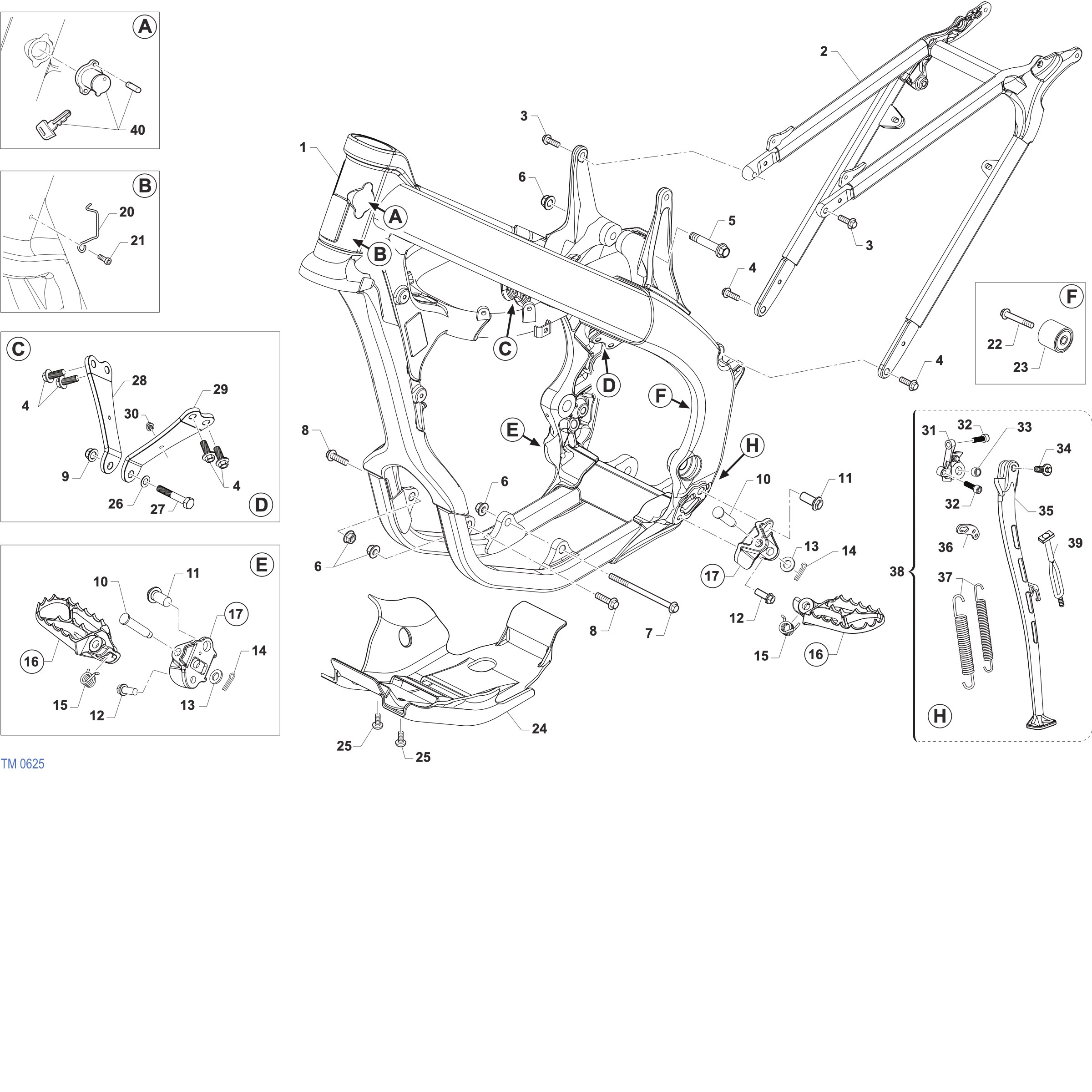 Pièces d'origine pour TM RACING 250 250 2T 250 FI EN 2027 - Cadre et partie-cycle