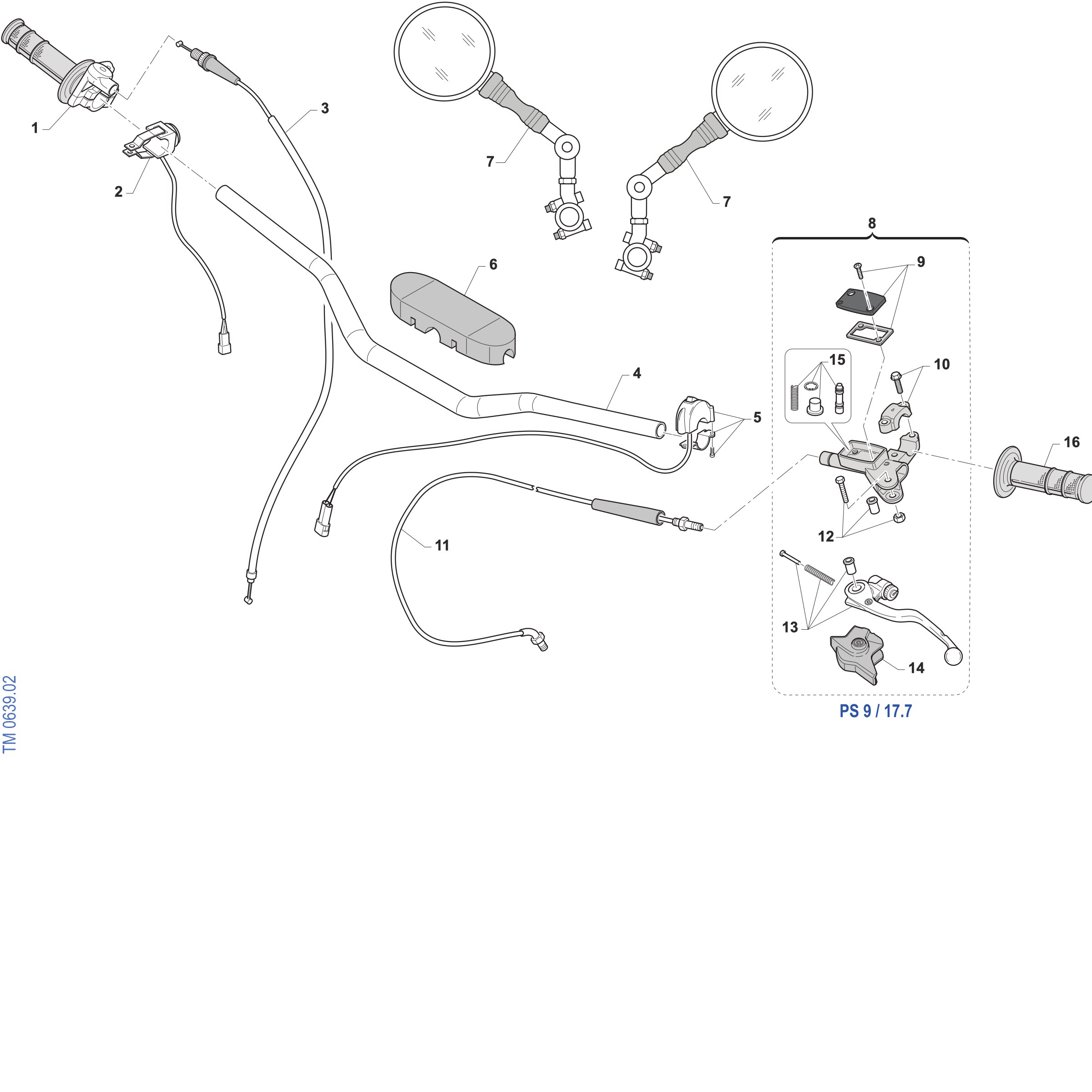 Pièces d'origine pour TM RACING 250 250 2T 250 EN 2027 - Guidon et commandes