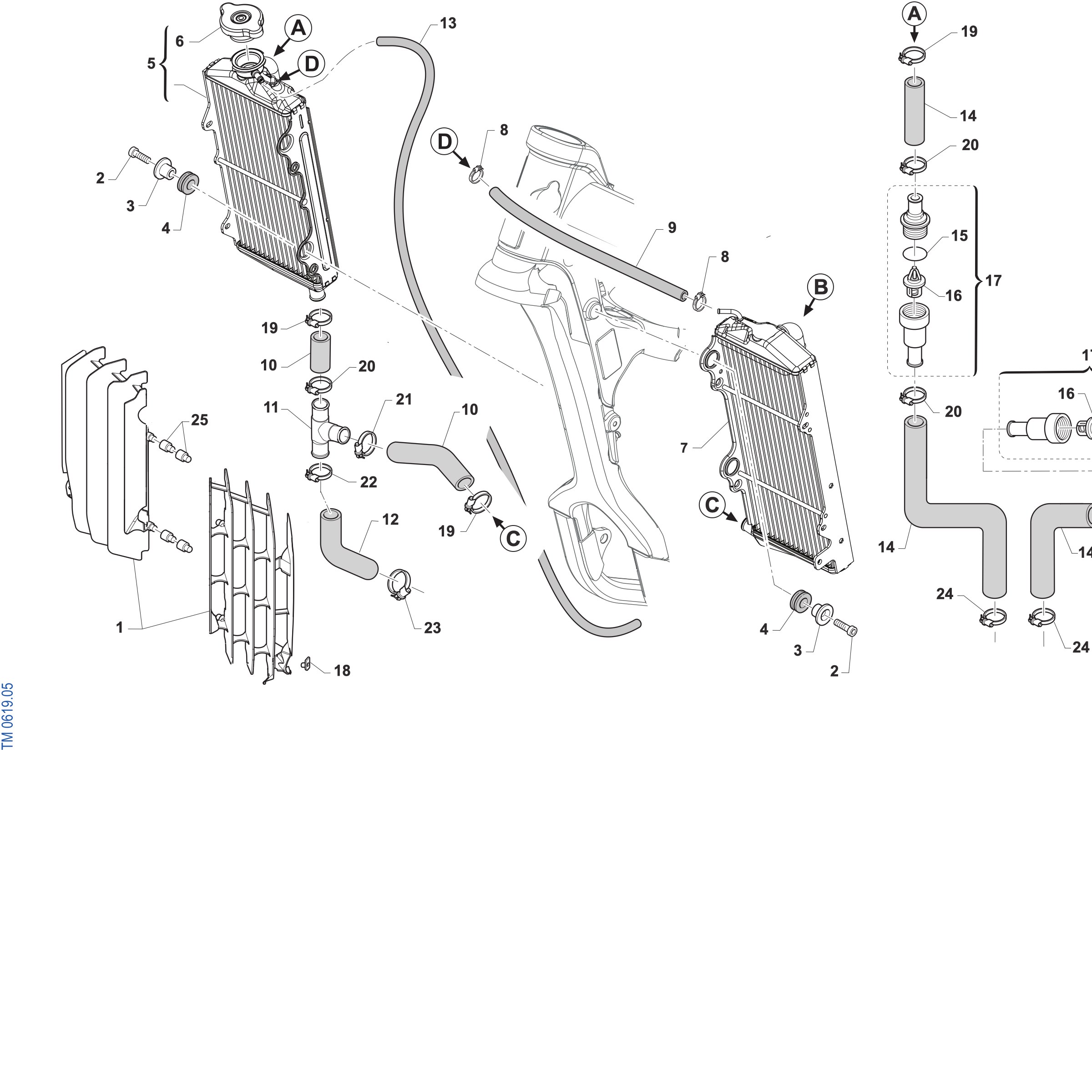 Pièces d'origine pour TM RACING 250 250 2T 250 EN 2027 - Radiateurs