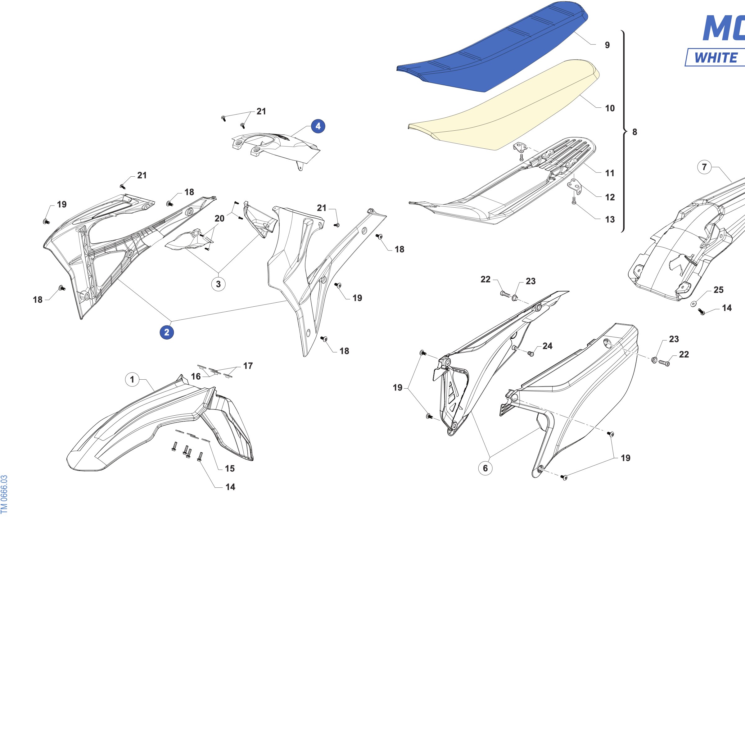 Pièces d'origine pour TM RACING 250 250 2T 250 EN 2027 - Plastiques et selle 2T EN Standard