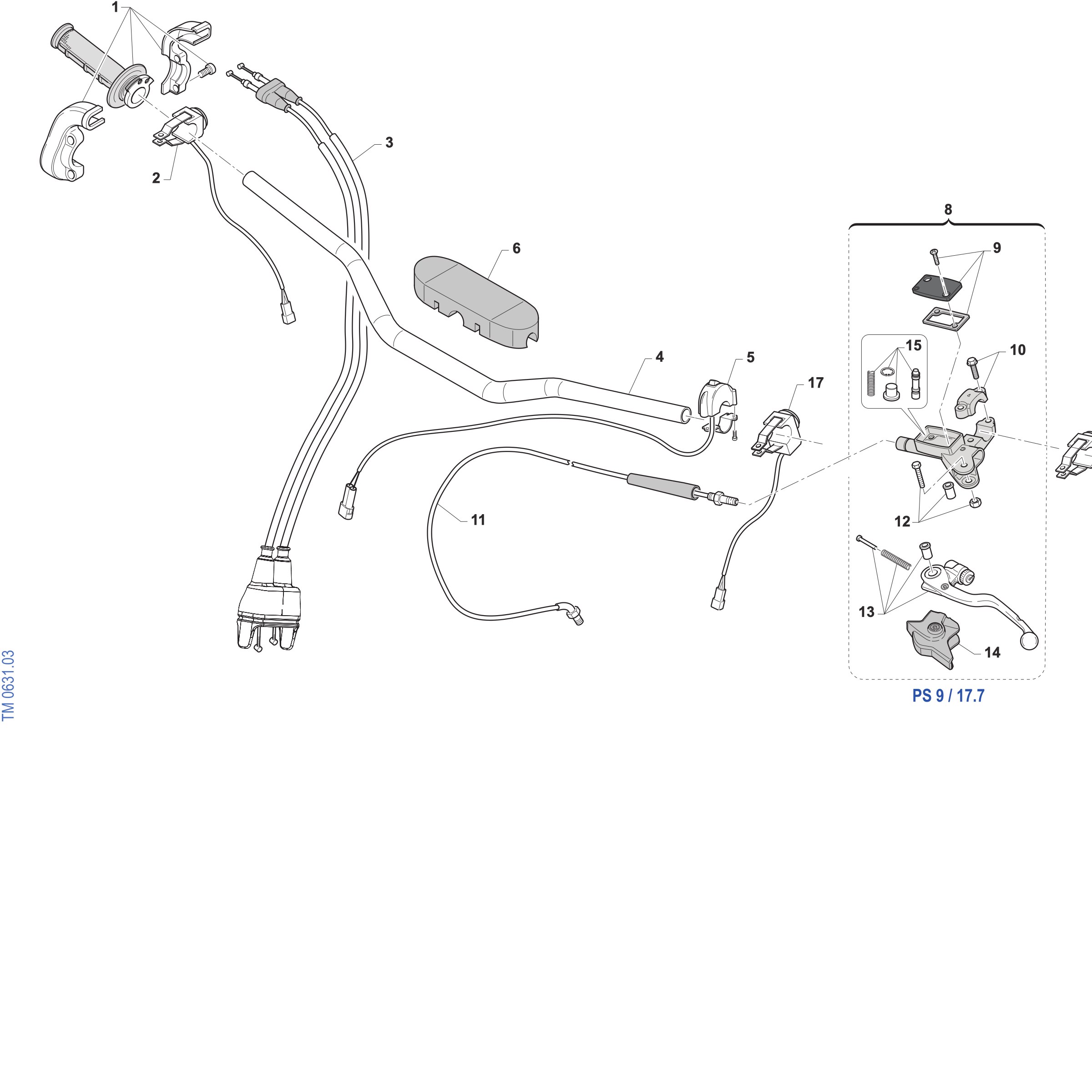 Pièces d'origine pour TM RACING 250 250 2T 250 FI MX 2027 - Guidon et commandes