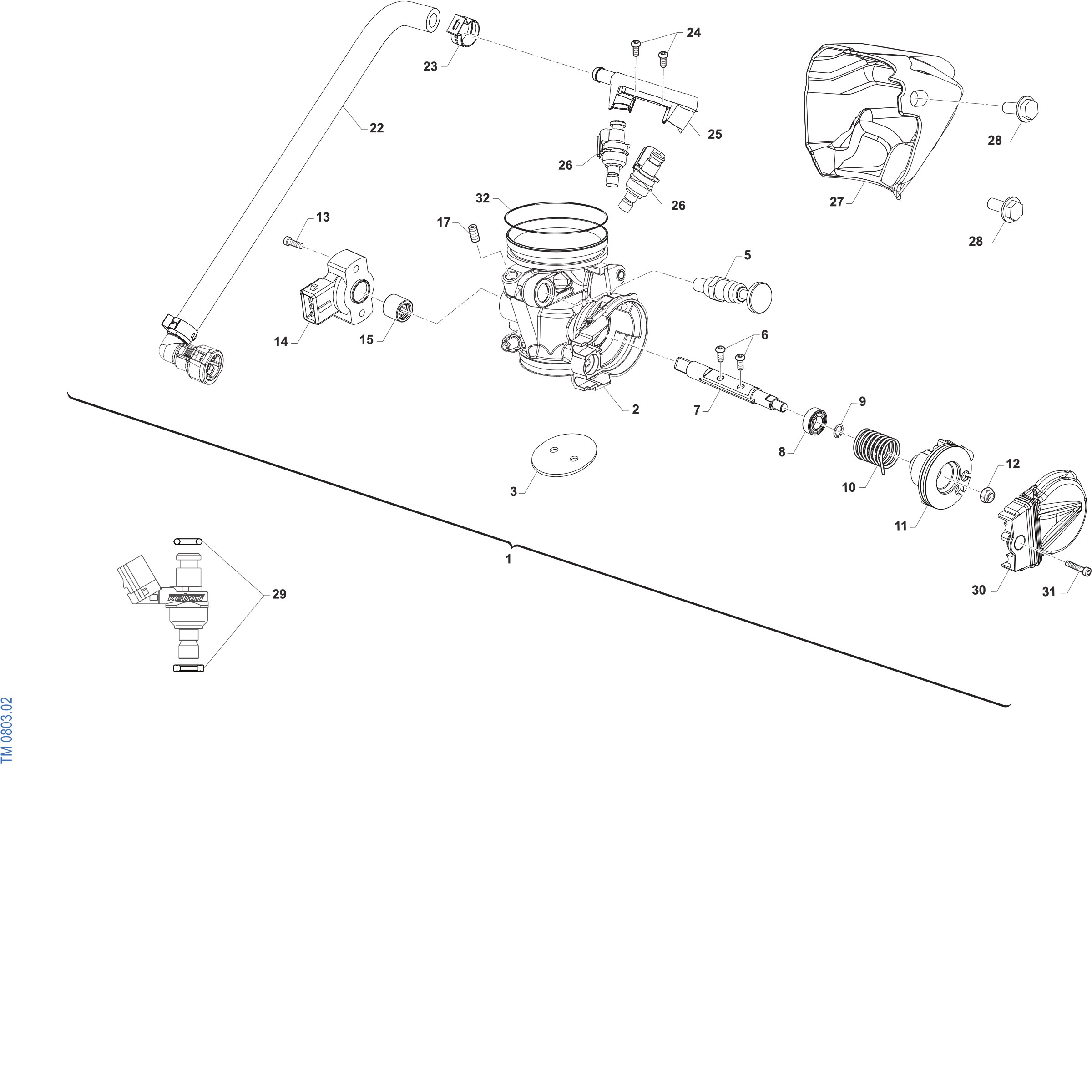 Pièces d'origine pour TM RACING 250 250 2T 250 FI MX 2027 - Corps d'admission