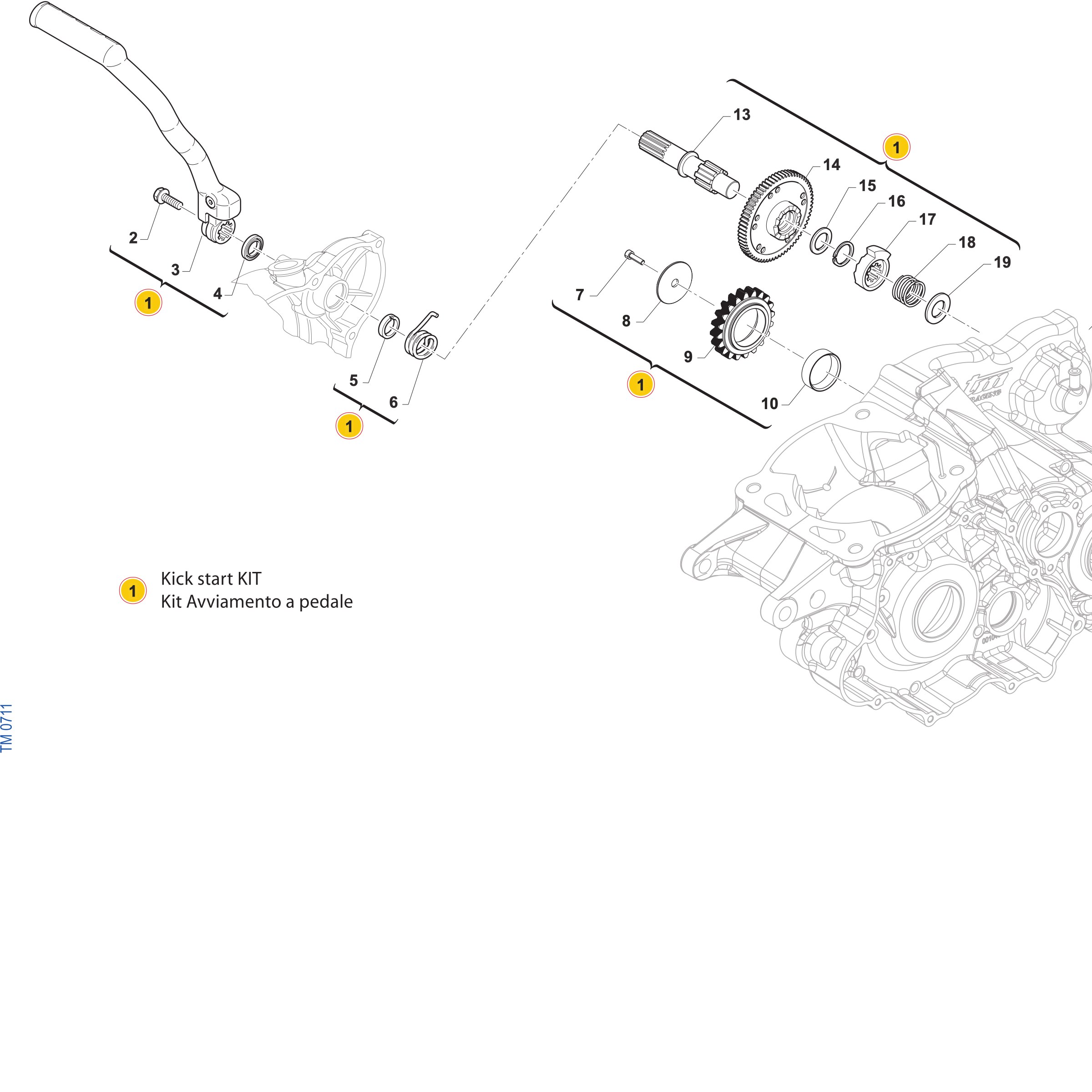 Pièces d'origine pour TM RACING 250 250 2T 250 MX 2027 - Kit de démarrage au kick