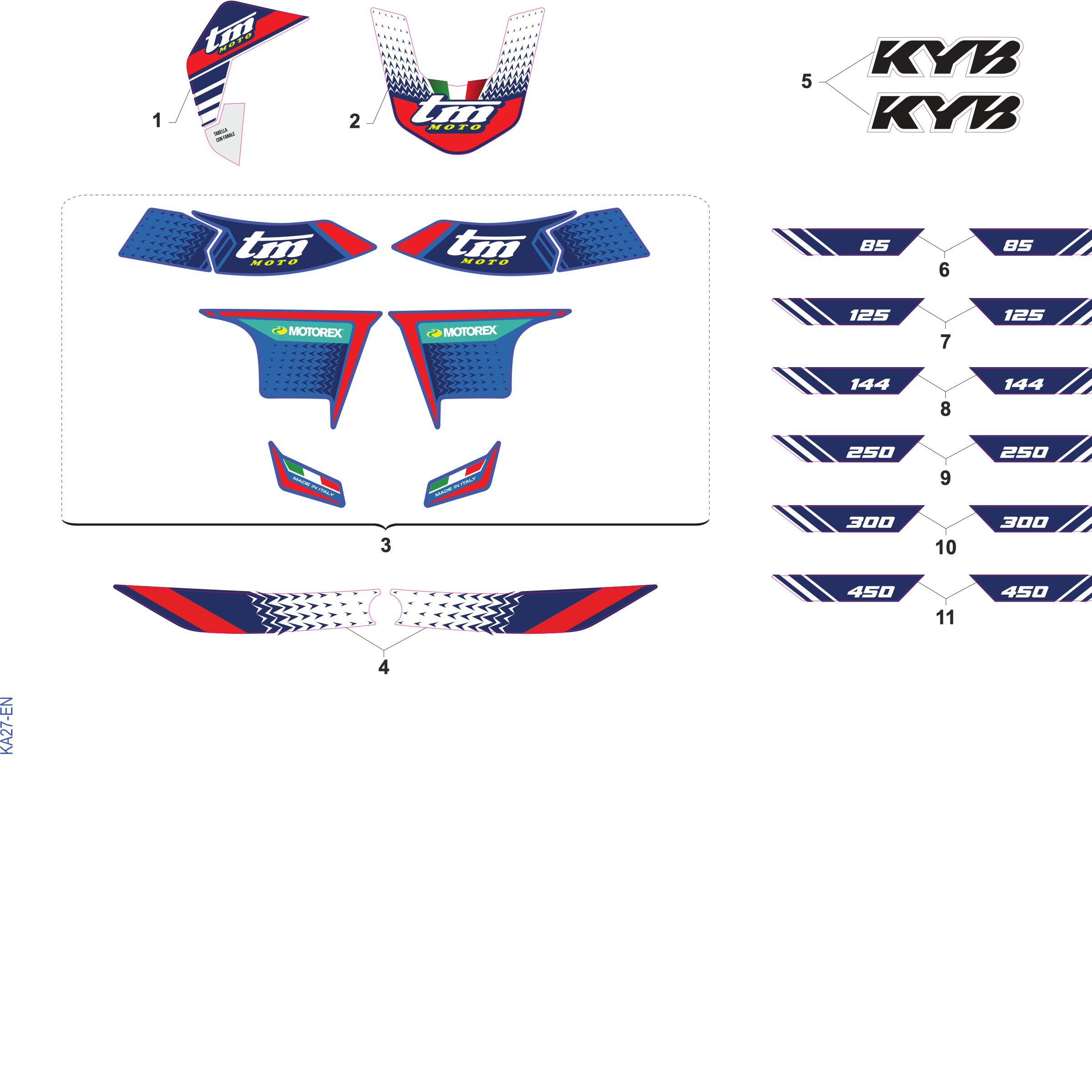 Pièces d'origine pour TM RACING 300 300 2T 300 EN 2027 - Kit d'autocollants 2T EN