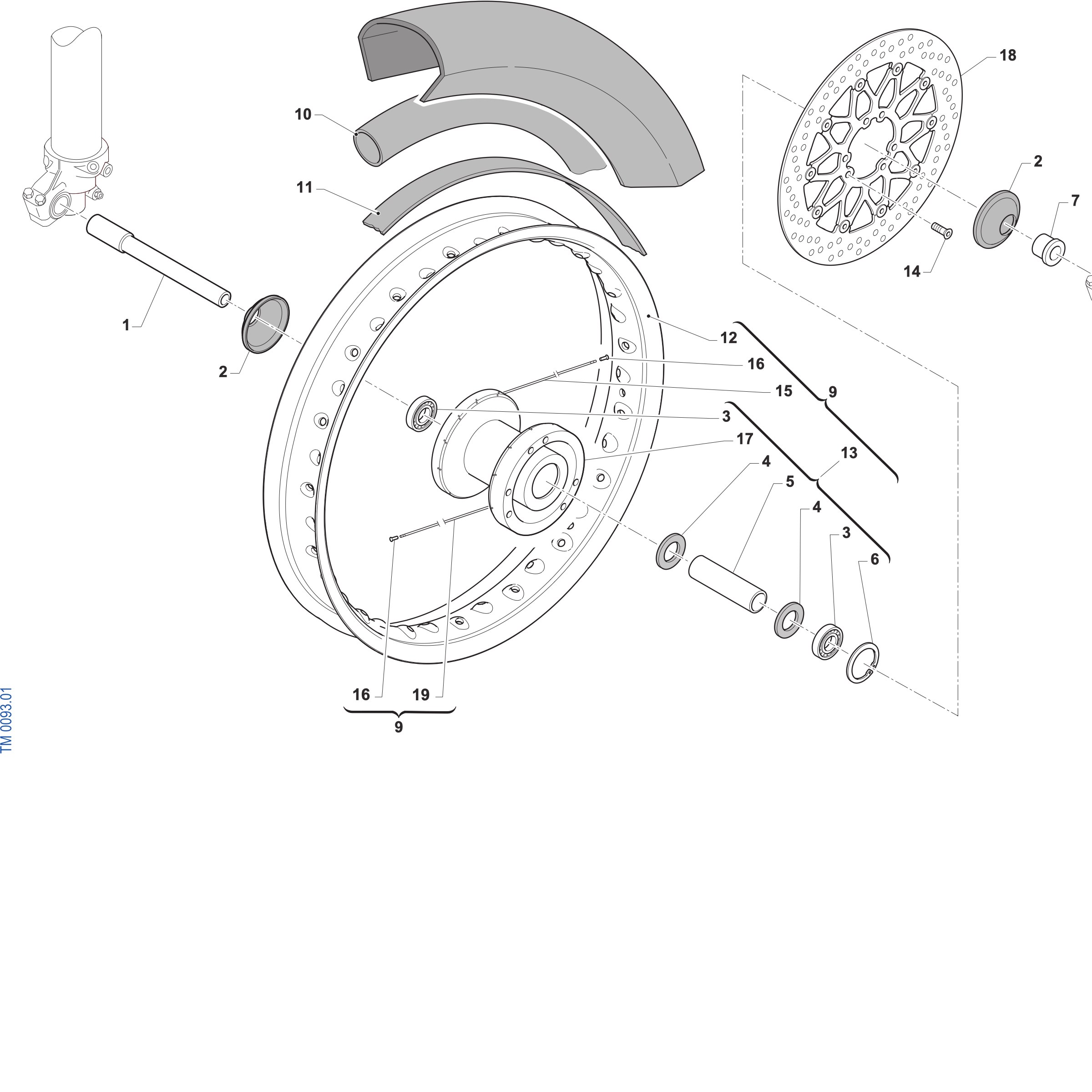 Pièces d'origine pour TM RACING 300 300 2T 300 FI SMR 2027 - Roue avant SMR