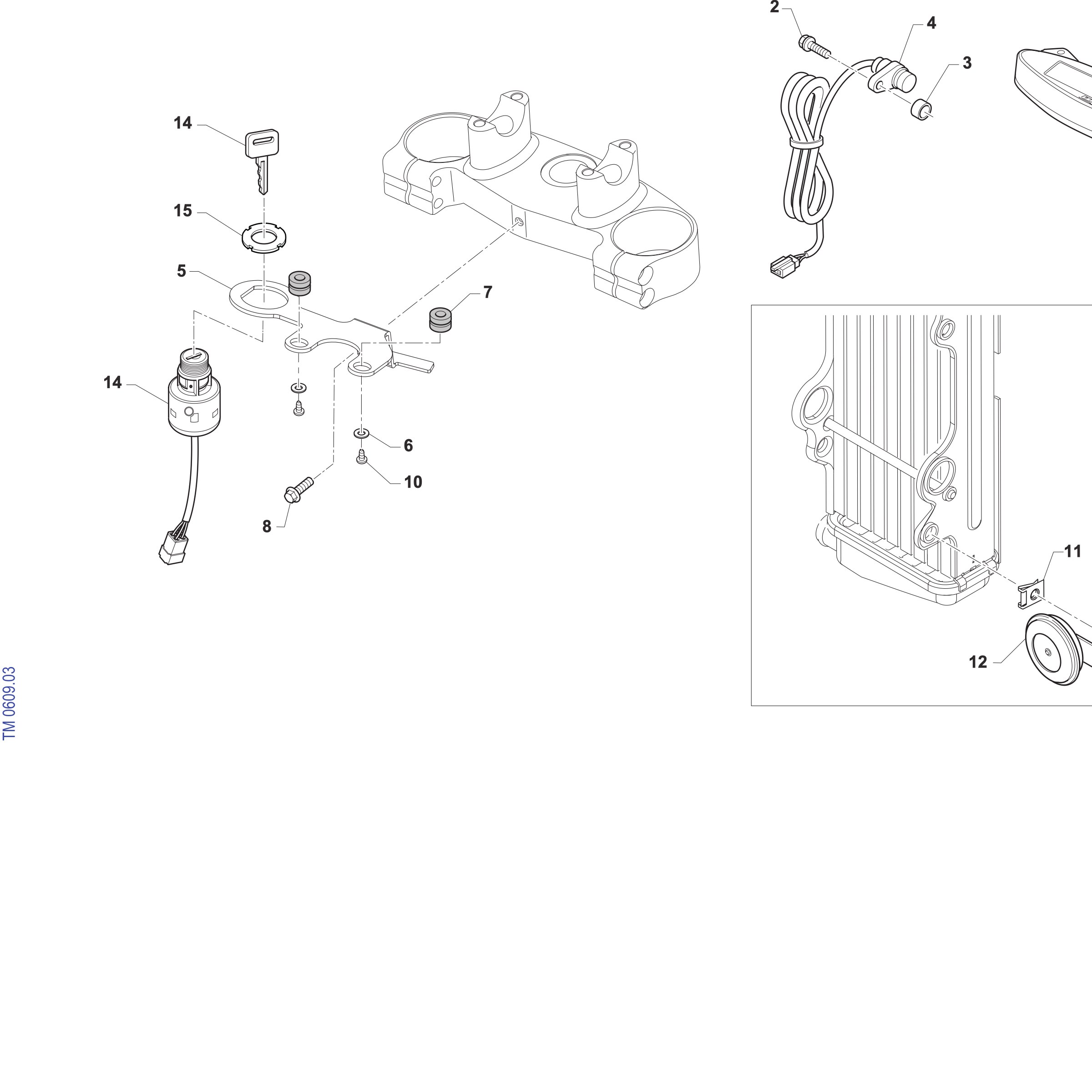 Pièces d'origine pour TM RACING 300 300 2T 300 FI SMR 2027 - Compteur kilométrique et klaxon