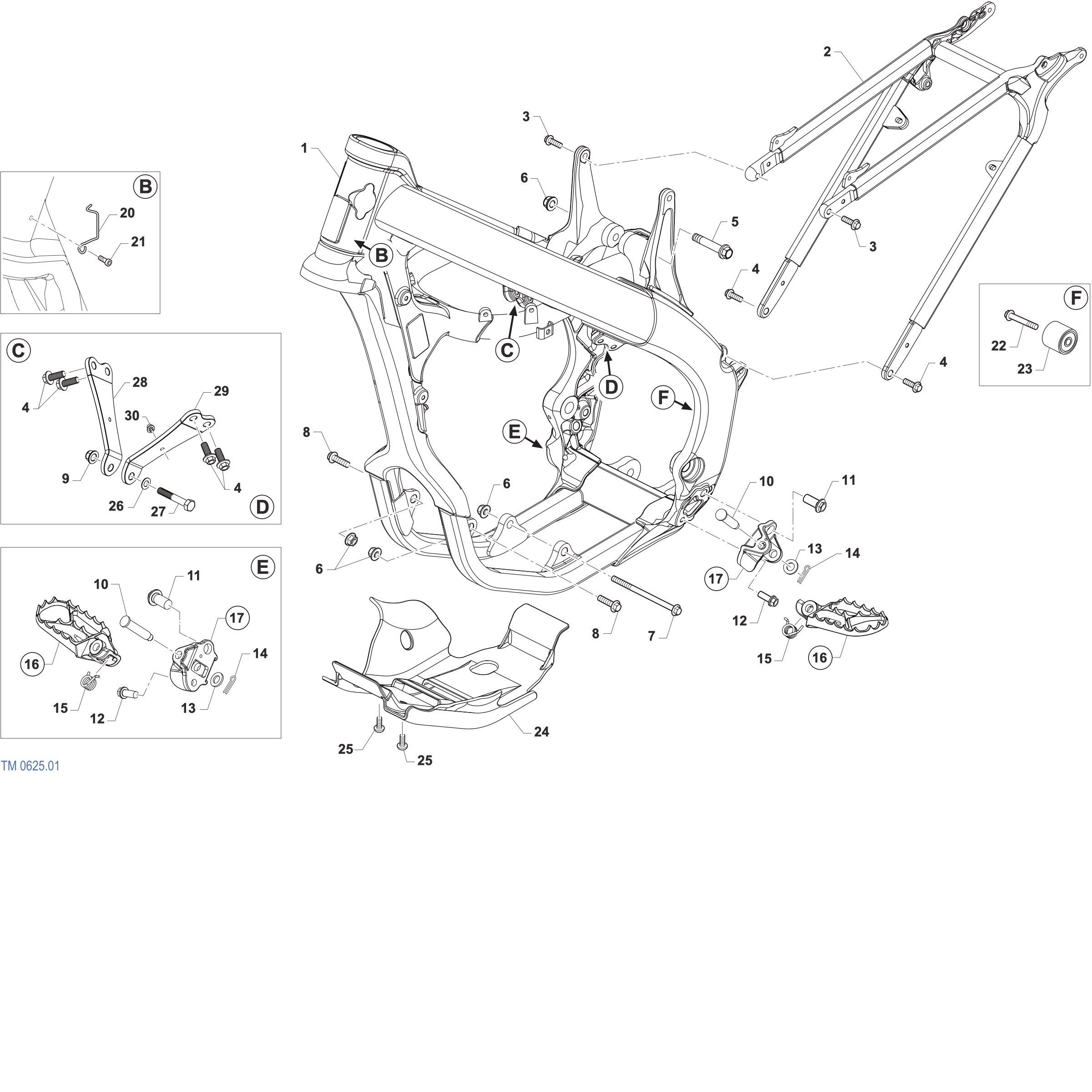 Pièces d'origine pour TM RACING 300 300 2T 300 FI MX 2027 - Cadre et partie-cycle