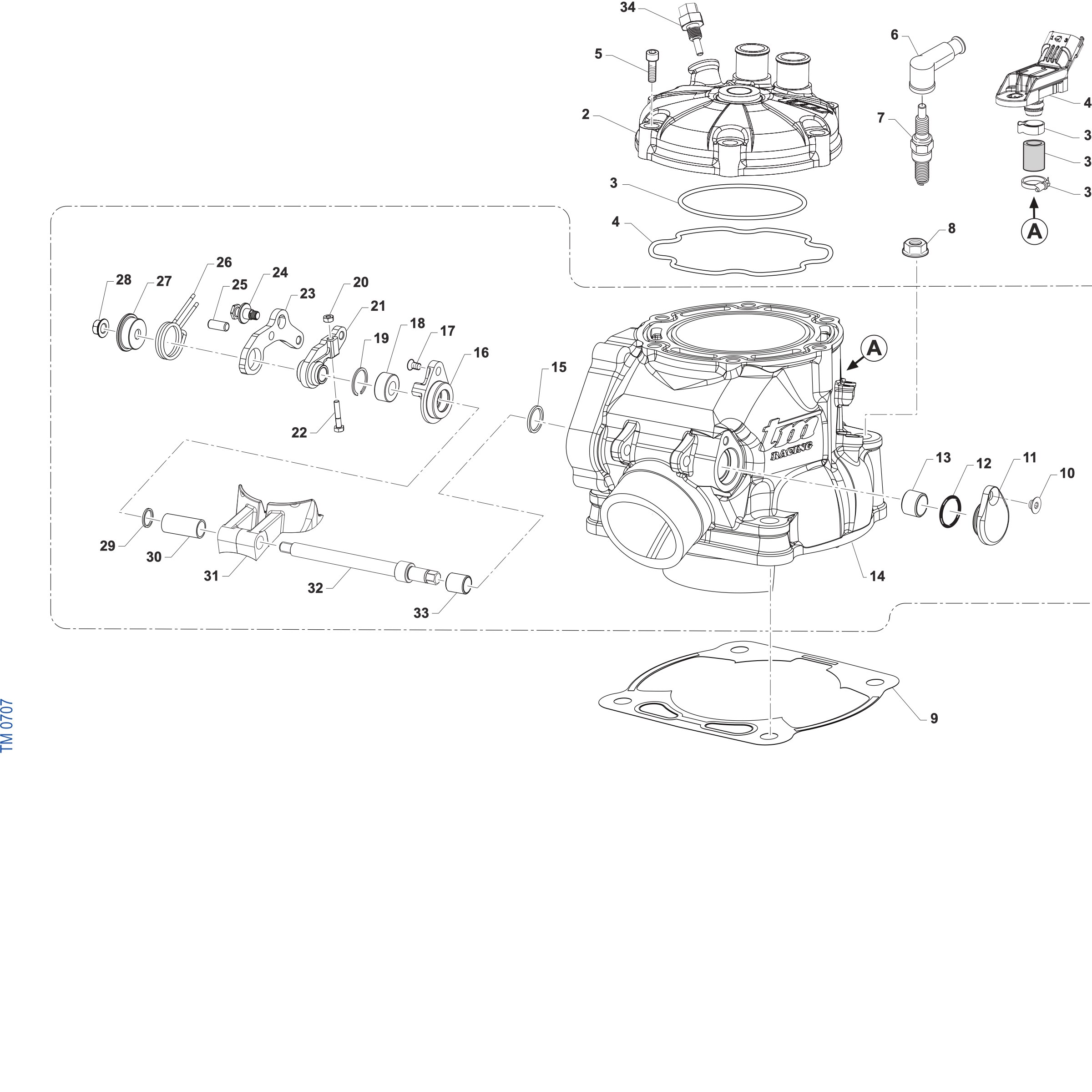 Pièces d'origine pour TM RACING 300 300 2T 300 FI MX 2027 - Cylindre