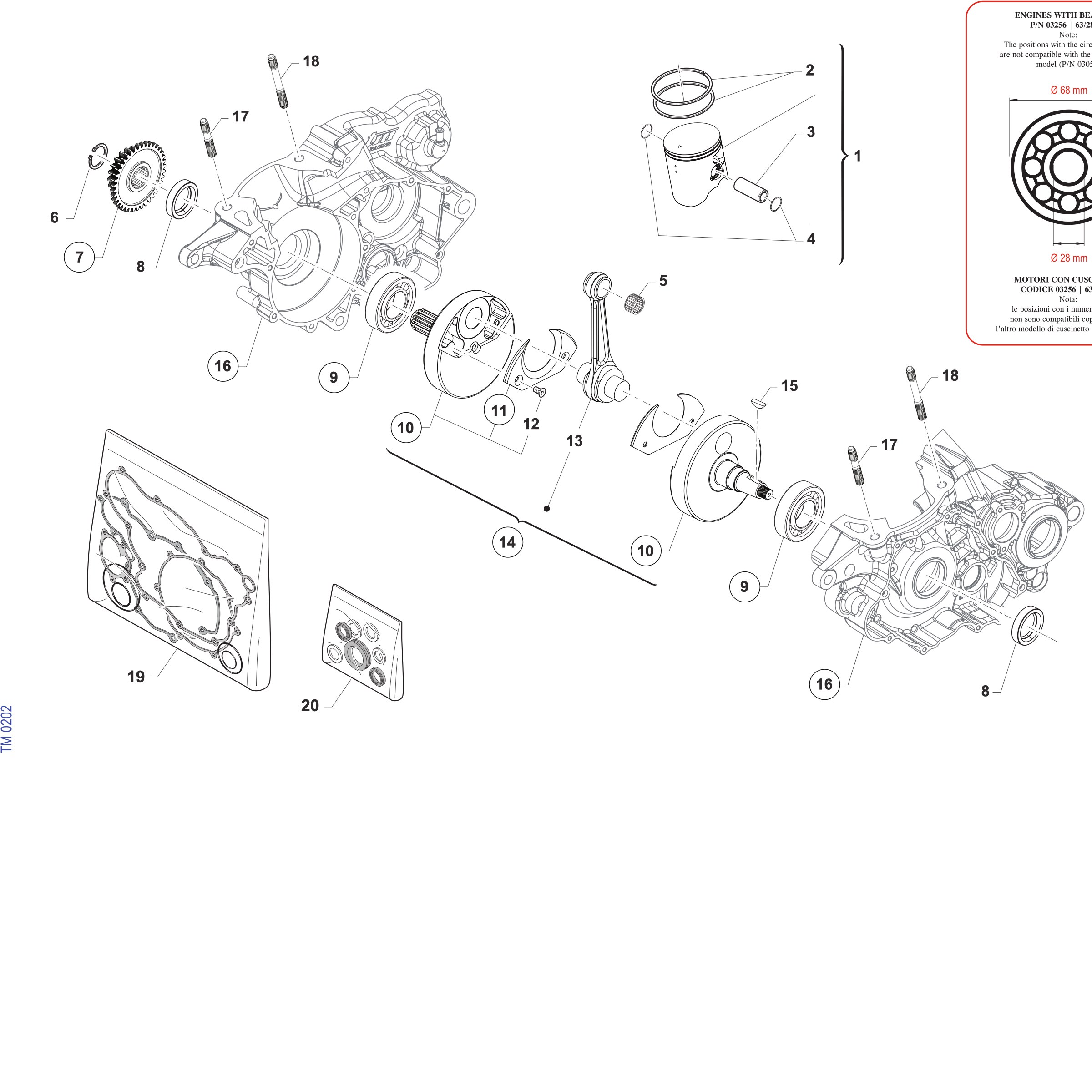Pièces d'origine pour TM RACING 300 300 2T 300 FI MX 2027 - Vilebrequin, piston et bas moteur