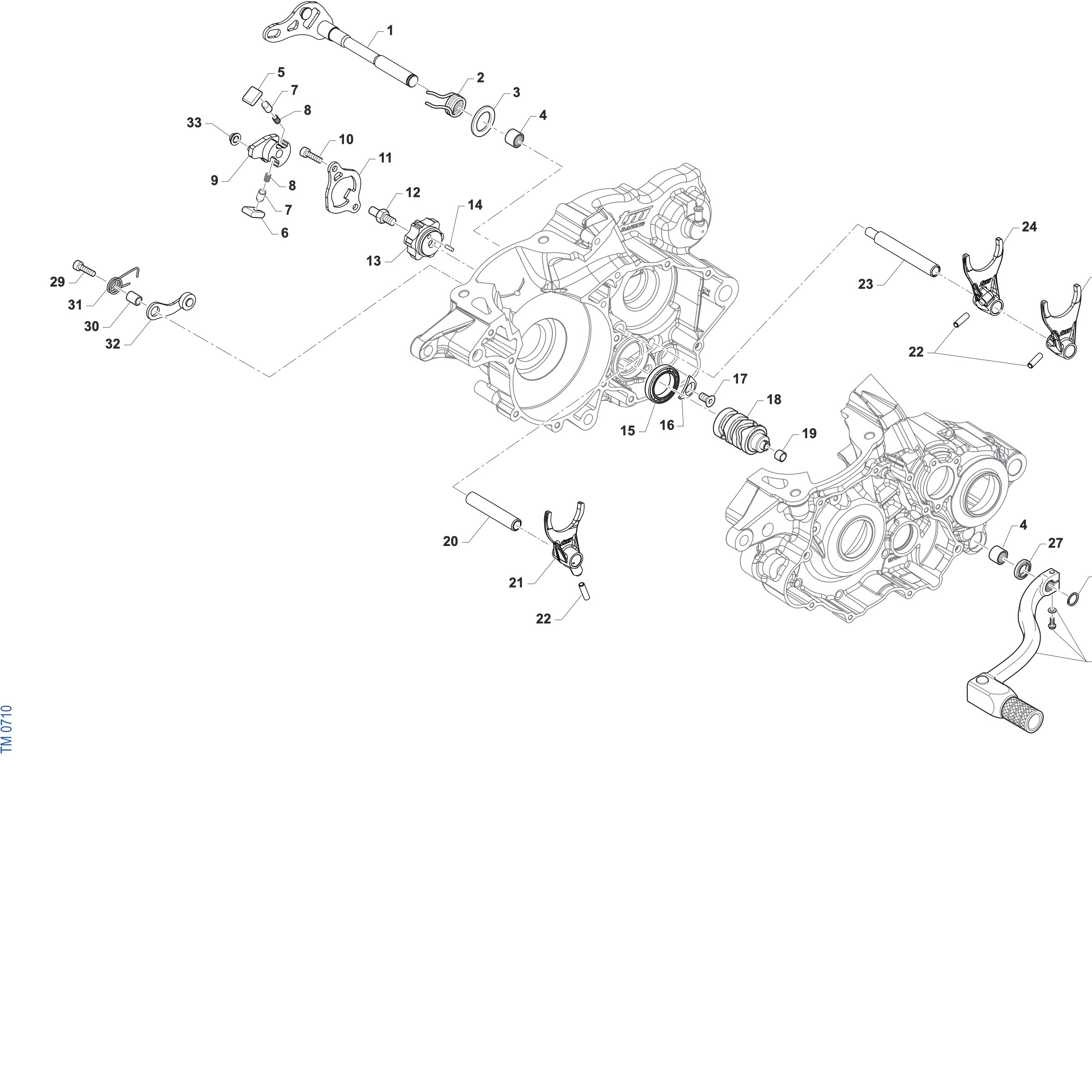 Pièces d'origine pour TM RACING 300 300 2T 300 FI MX 2027 - Fourchettes de sélection – boîte 5 rapports
