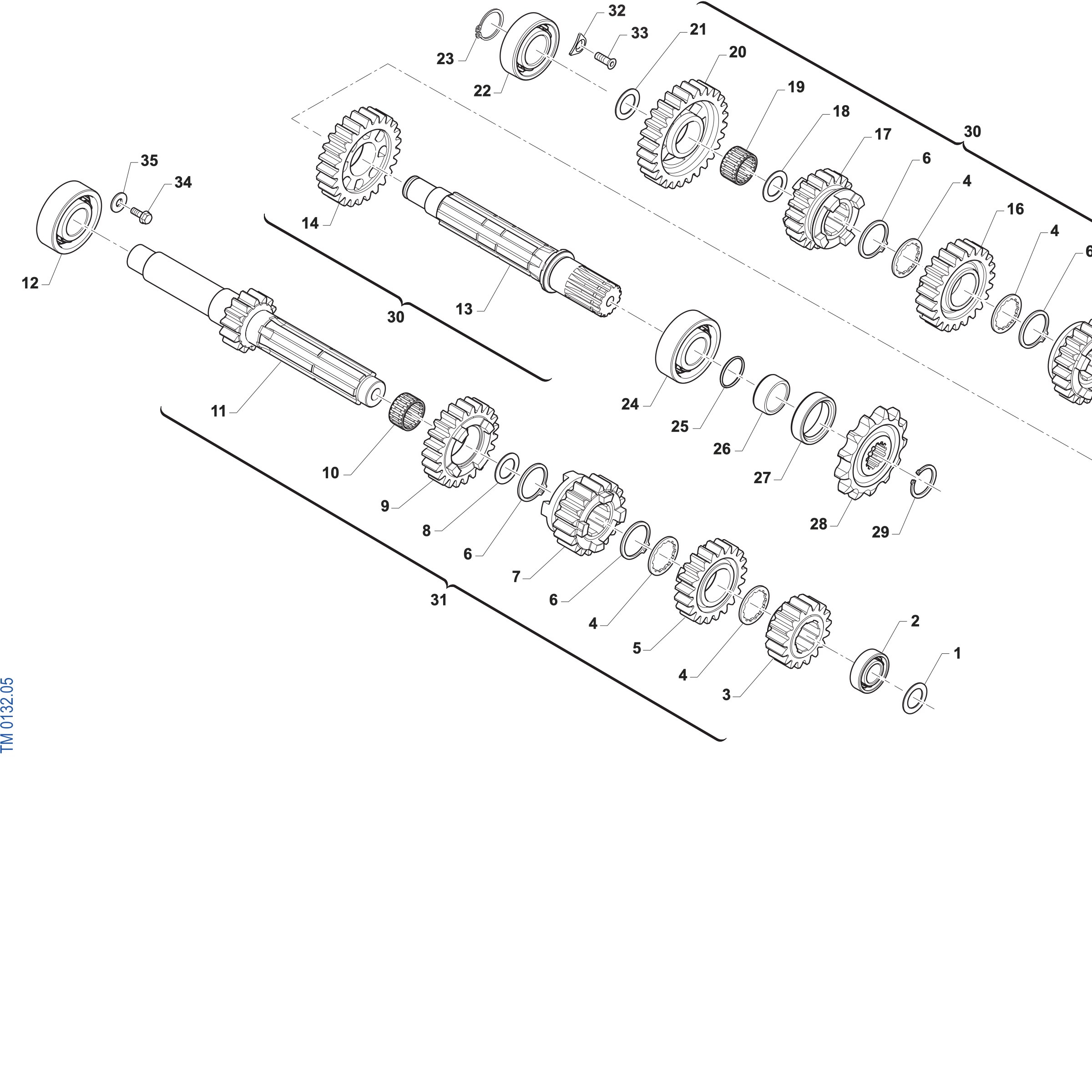 Pièces d'origine pour TM RACING 300 300 2T 300 MX 2027 - Boîte de vitesses MX – 5 rapports (Open Clutch F3)