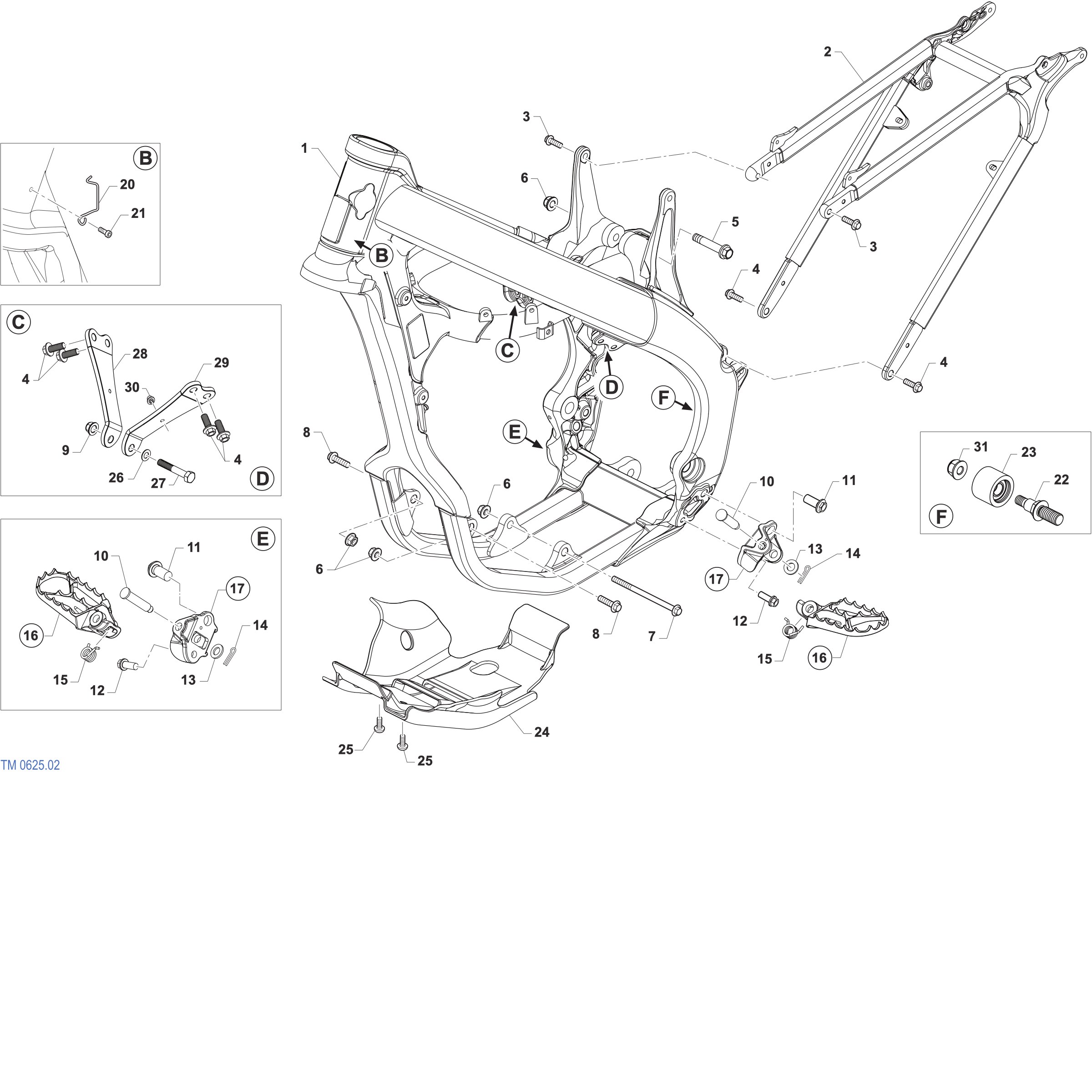 Pièces d'origine pour TM RACING 300 300 2T 300 SMX 2027 - Cadre et partie-cycle