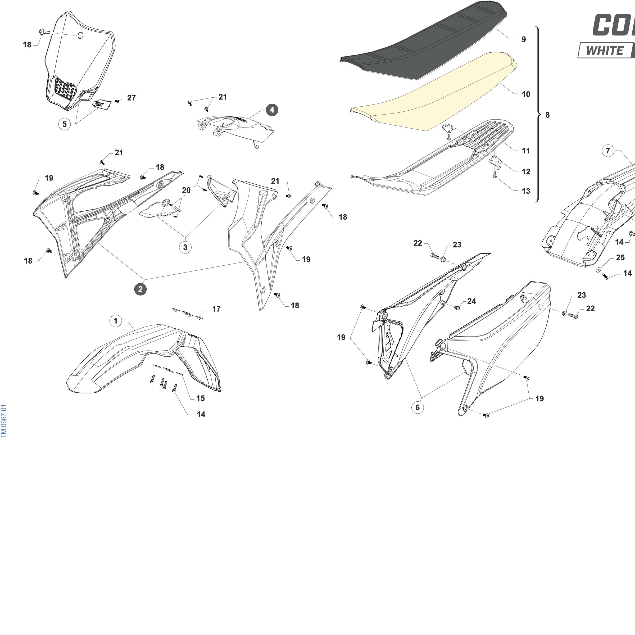 Pièces d'origine pour TM RACING 300 300 2T 300 SMX 2027 - Plastiques et selle 2T 300 SMX CORSE