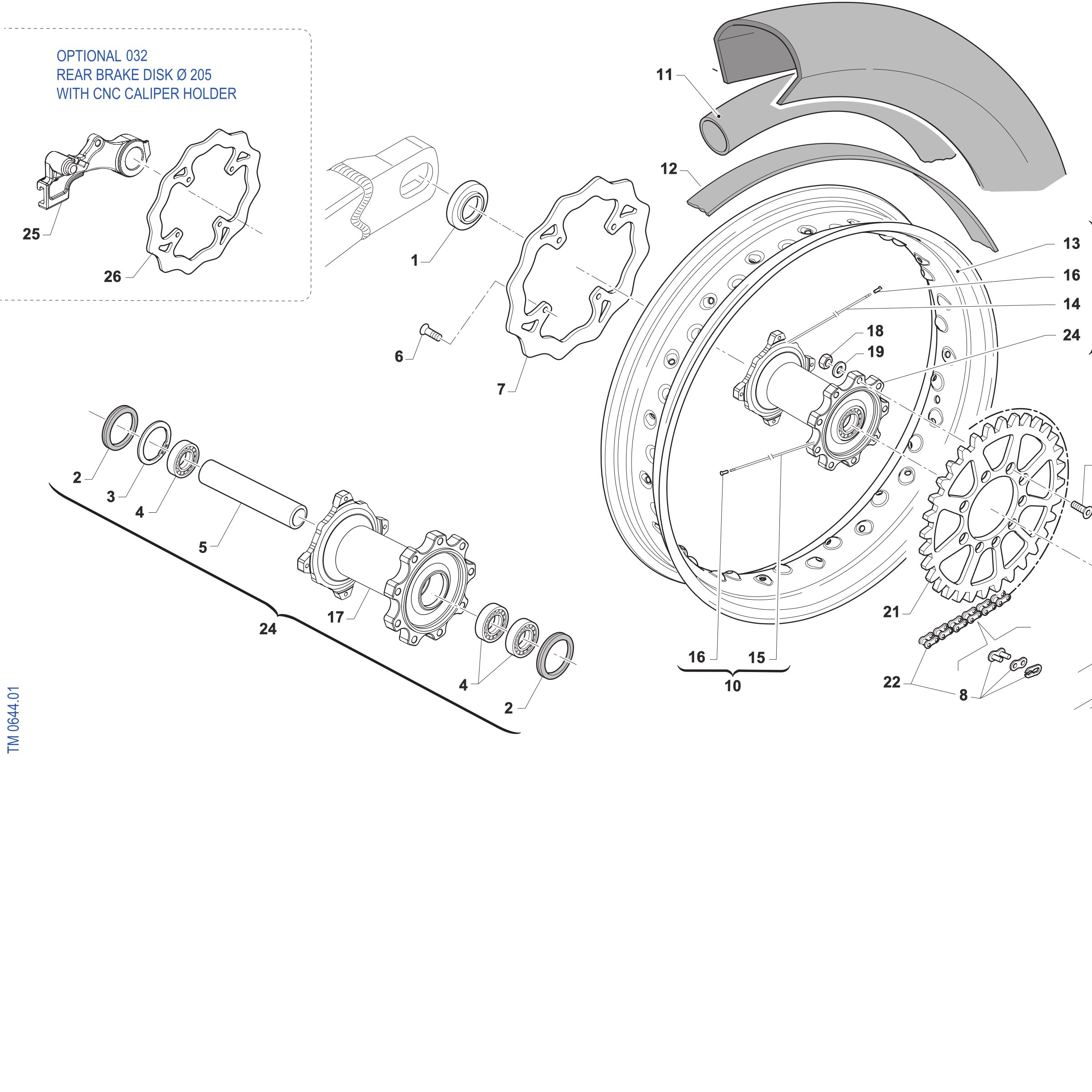 Pièces d'origine pour TM RACING 300 300 2T 300 SMX 2027 - Roues arrière 17 X 5.00/5.50