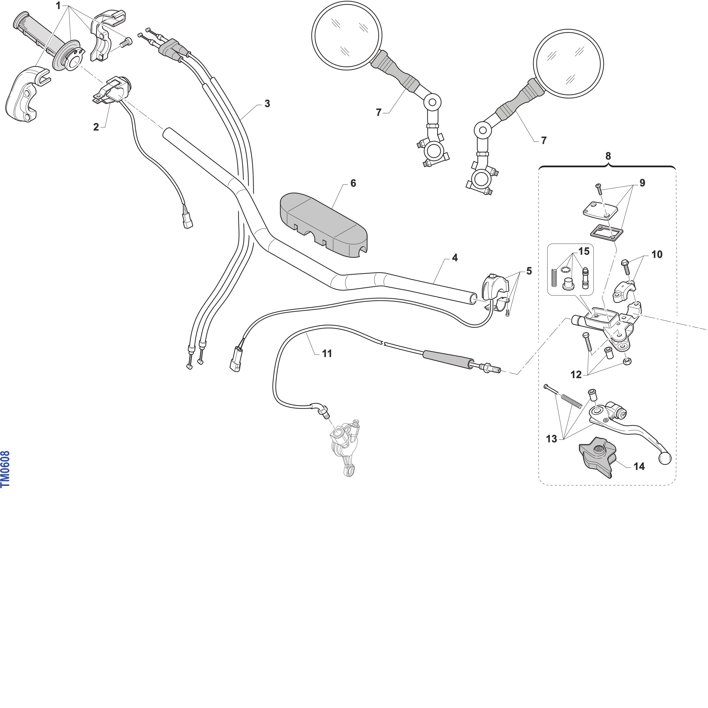 Pièces d'origine pour TM RACING 250 250 4T 250 Fi EN 2027 - Guidon et commandes