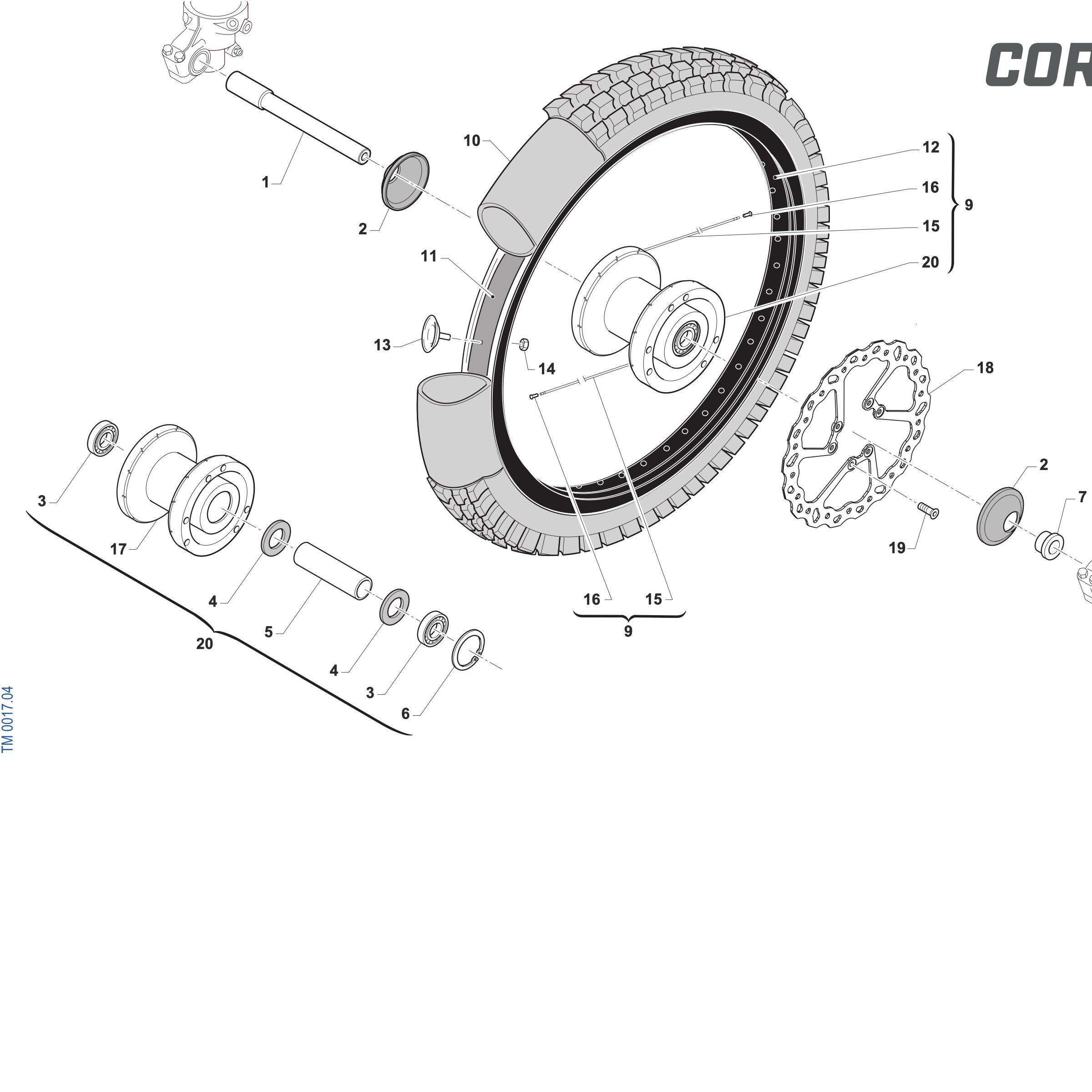 Pièces d'origine pour TM RACING 250 250 4T 250 Fi EN 2027 - Roue avant EN CORSE