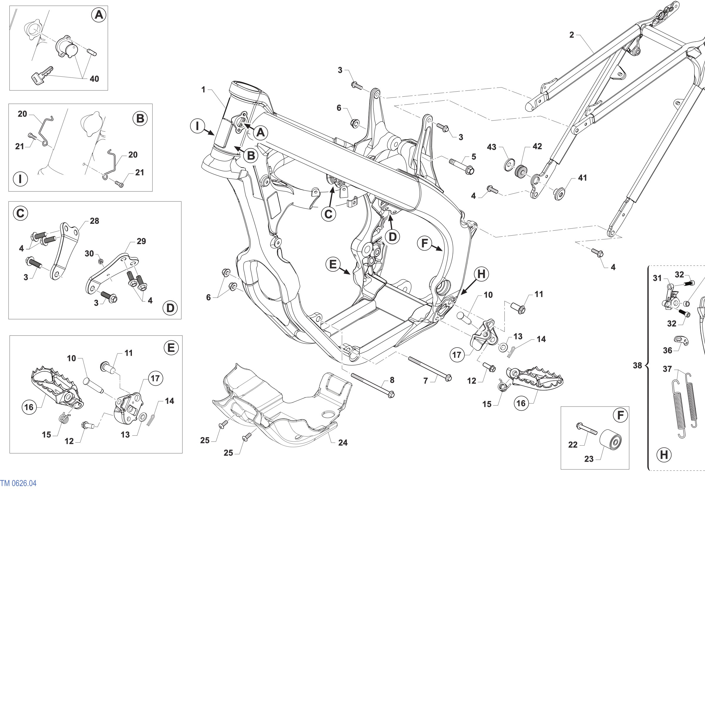 Pièces d'origine pour TM RACING 250 250 4T 250 Fi EN 2027 - Cadre et partie-cycle