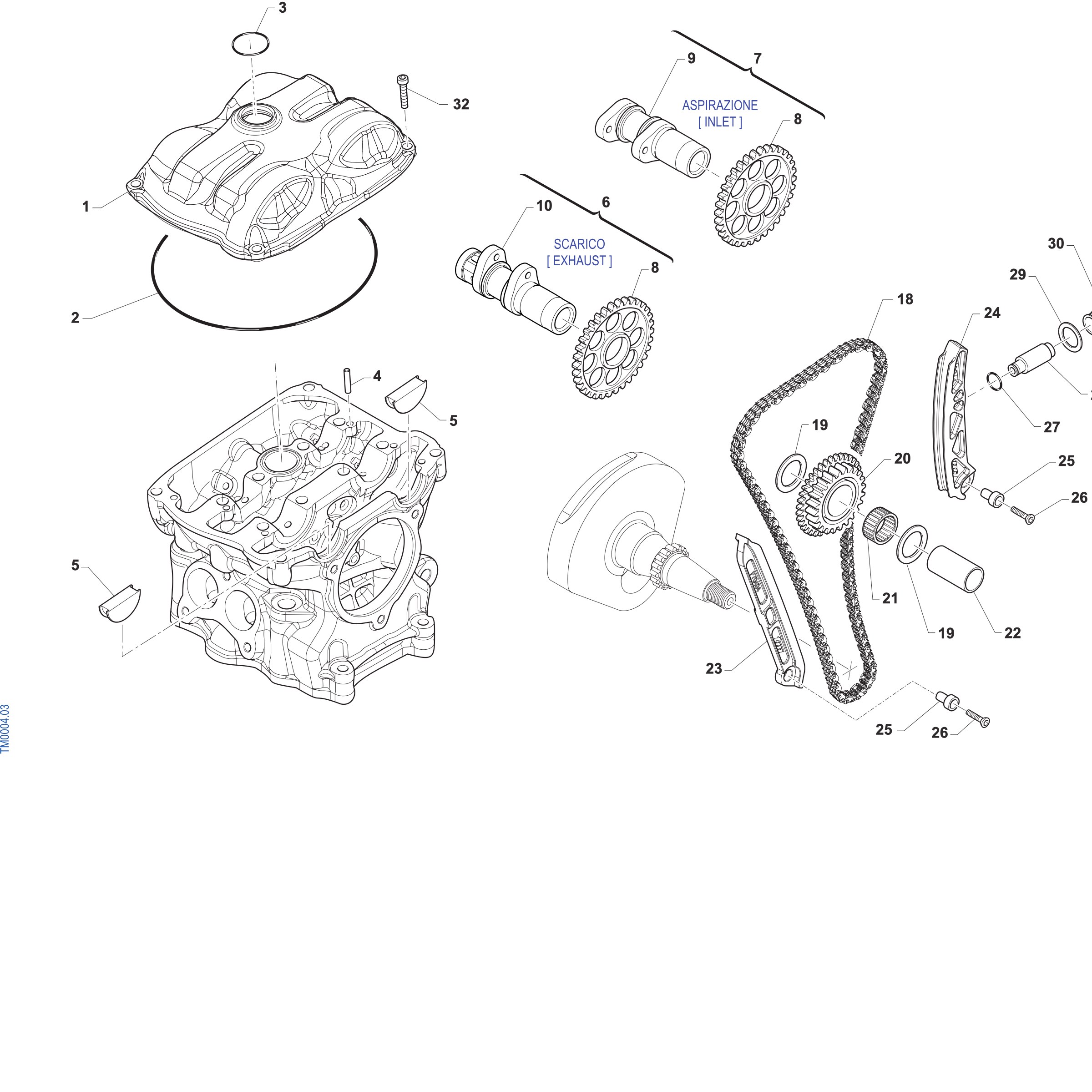 Pièces d'origine pour TM RACING 250 250 4T 250 Fi EN 2027 - Distribution moteur