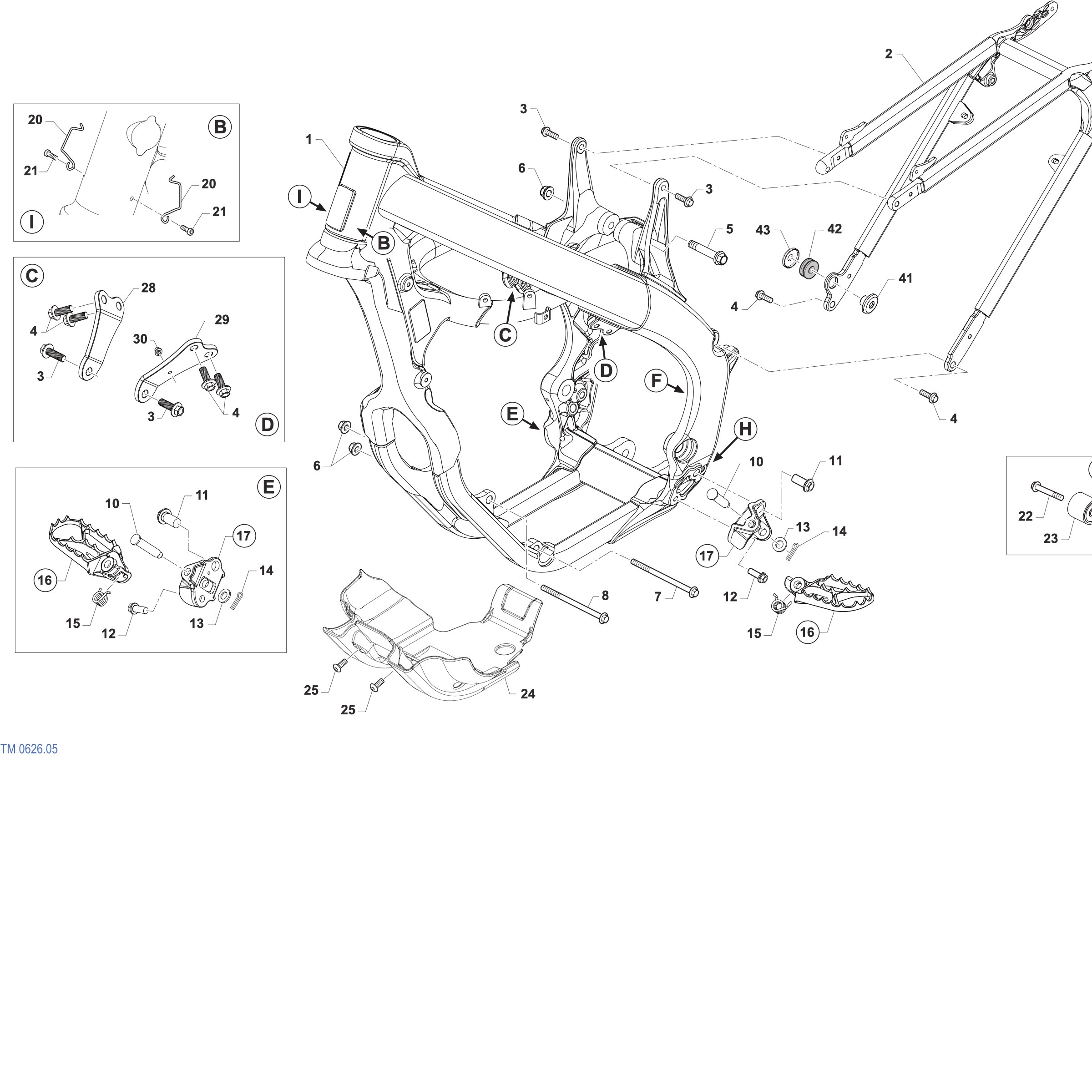 Pièces d'origine pour TM RACING 250 250 4T 250 Fi MX 2027 - Cadre et partie-cycle