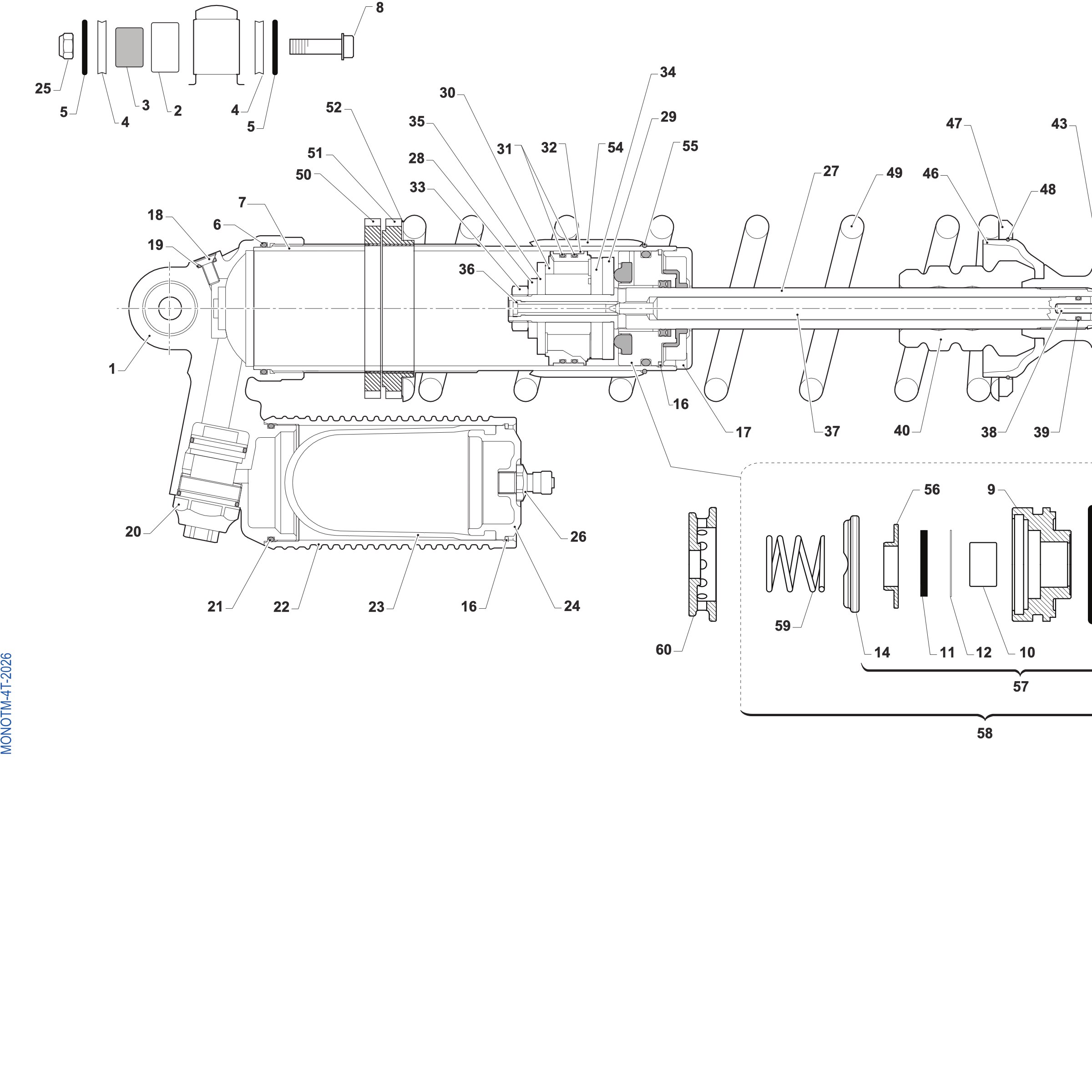 Pièces d'origine pour TM RACING 250 250 4T 250 Fi MX 2027 - Amortisseur arrière TM 4T MX/EN