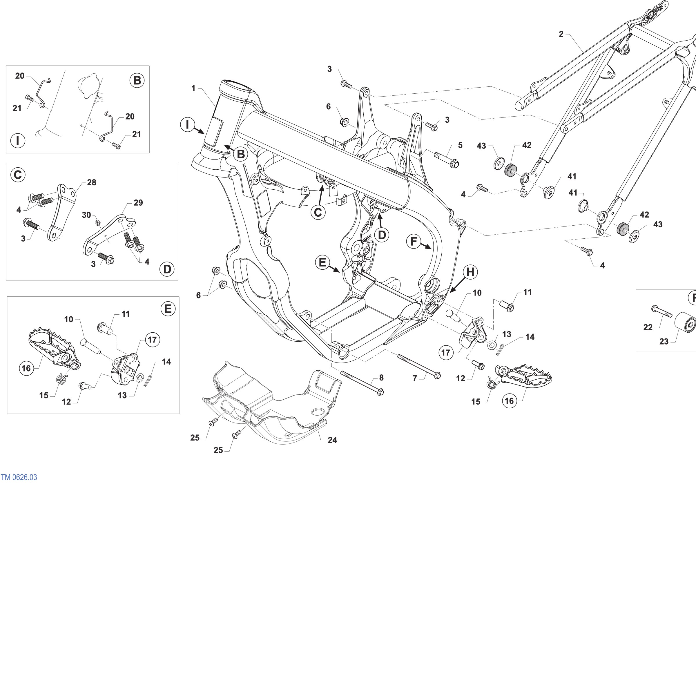 Pièces d'origine pour TM RACING 250 250 4T 250 Fi SMK 2027 - Cadre et partie-cycle