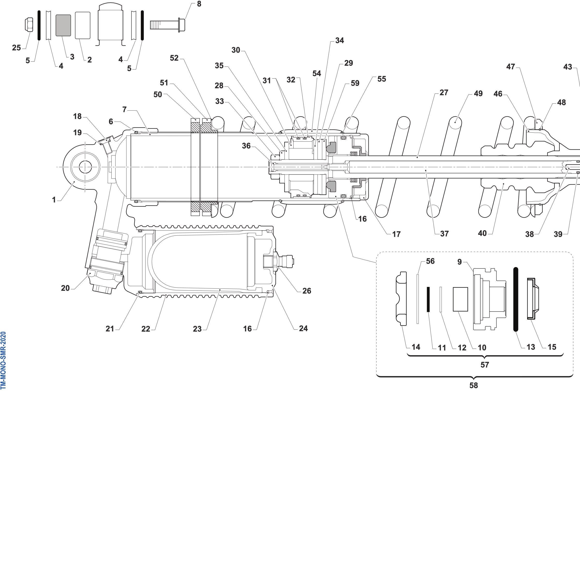 Pièces d'origine pour TM RACING 250 250 4T 250 Fi SMK 2027 - Amortisseur arrière TM 4T SM