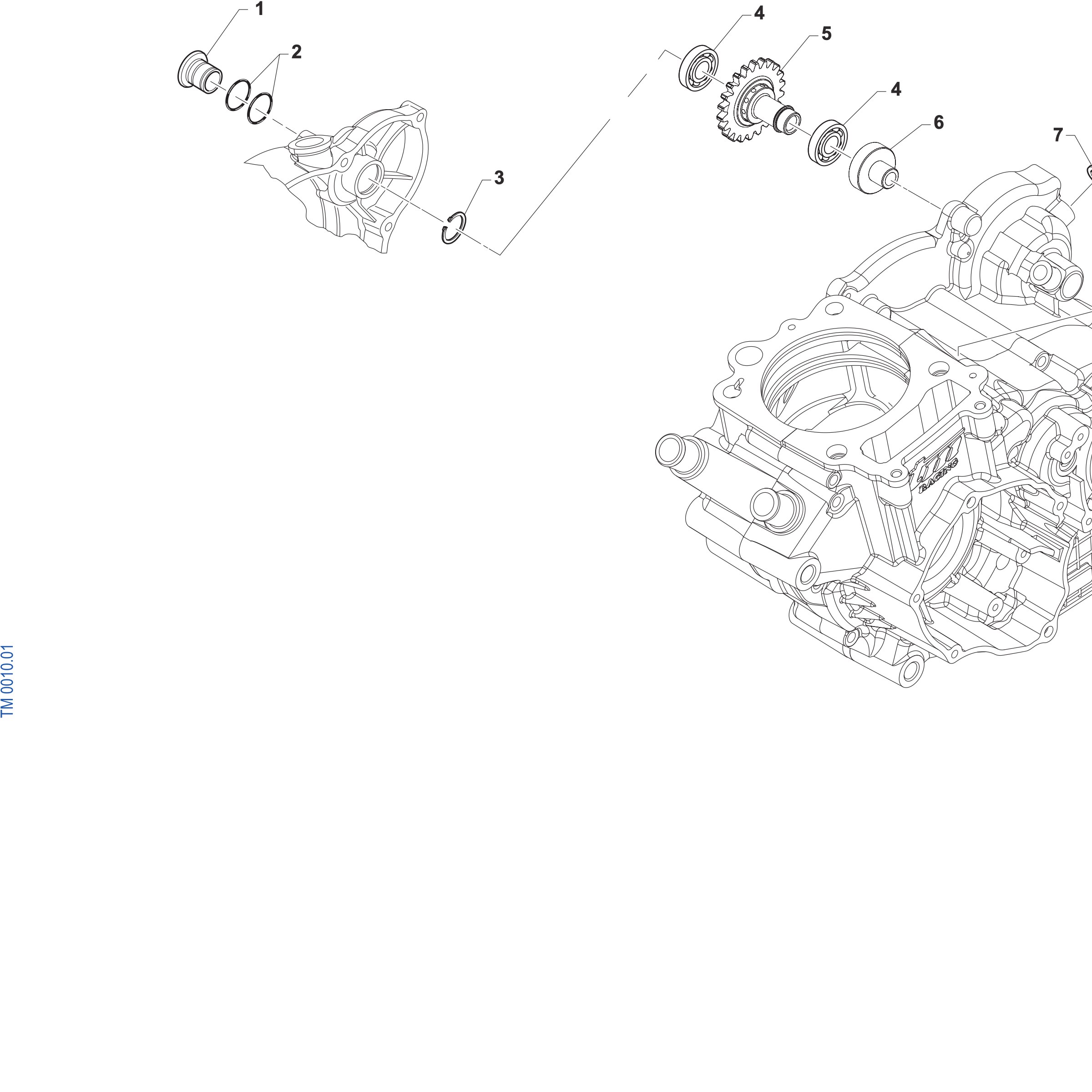 Pièces d'origine pour TM RACING 300 300 4T 300 Fi EN 2027 - Embrayage centrifuge et démarrage