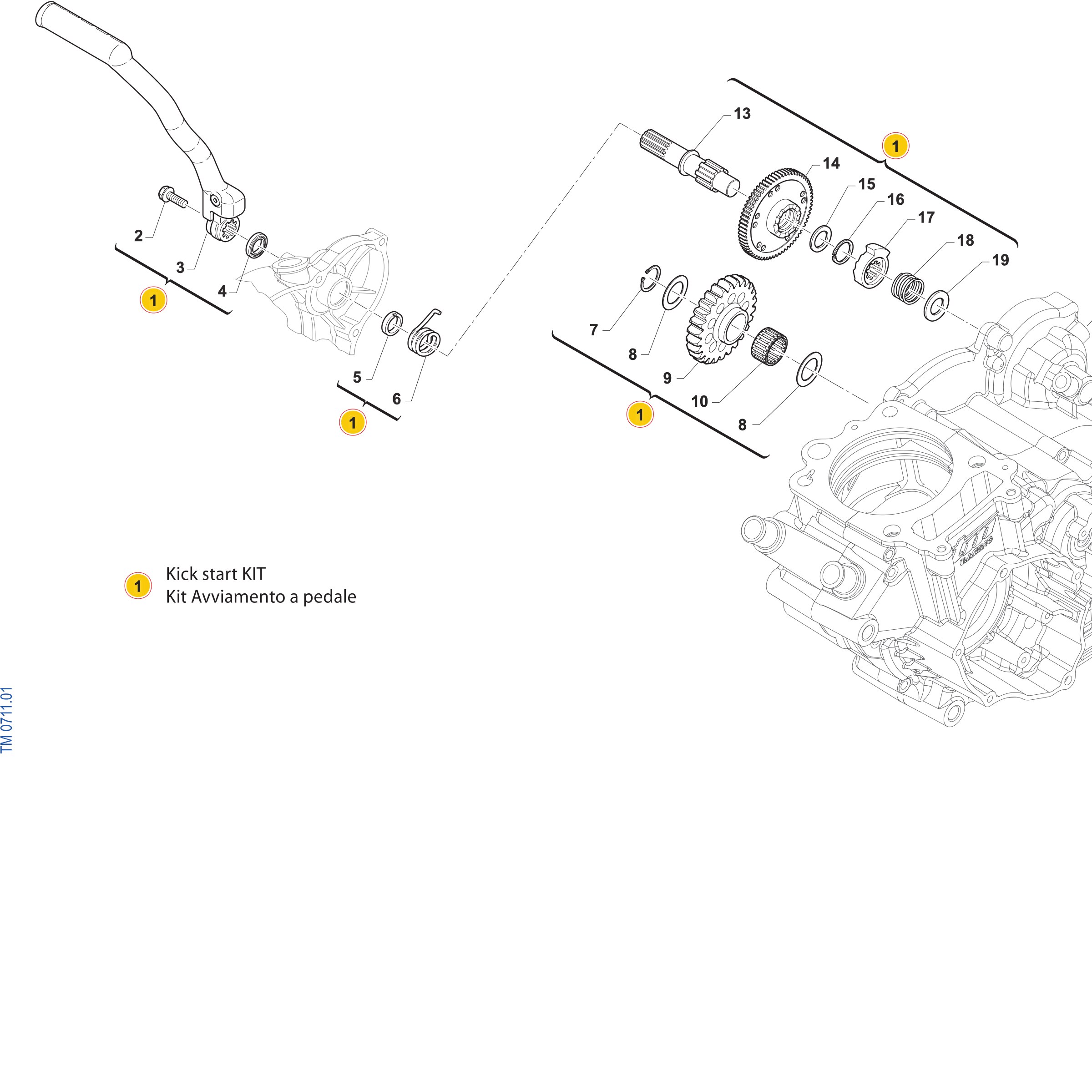 Pièces d'origine pour TM RACING 300 300 4T 300 Fi EN 2027 - Kit de démarrage au kick