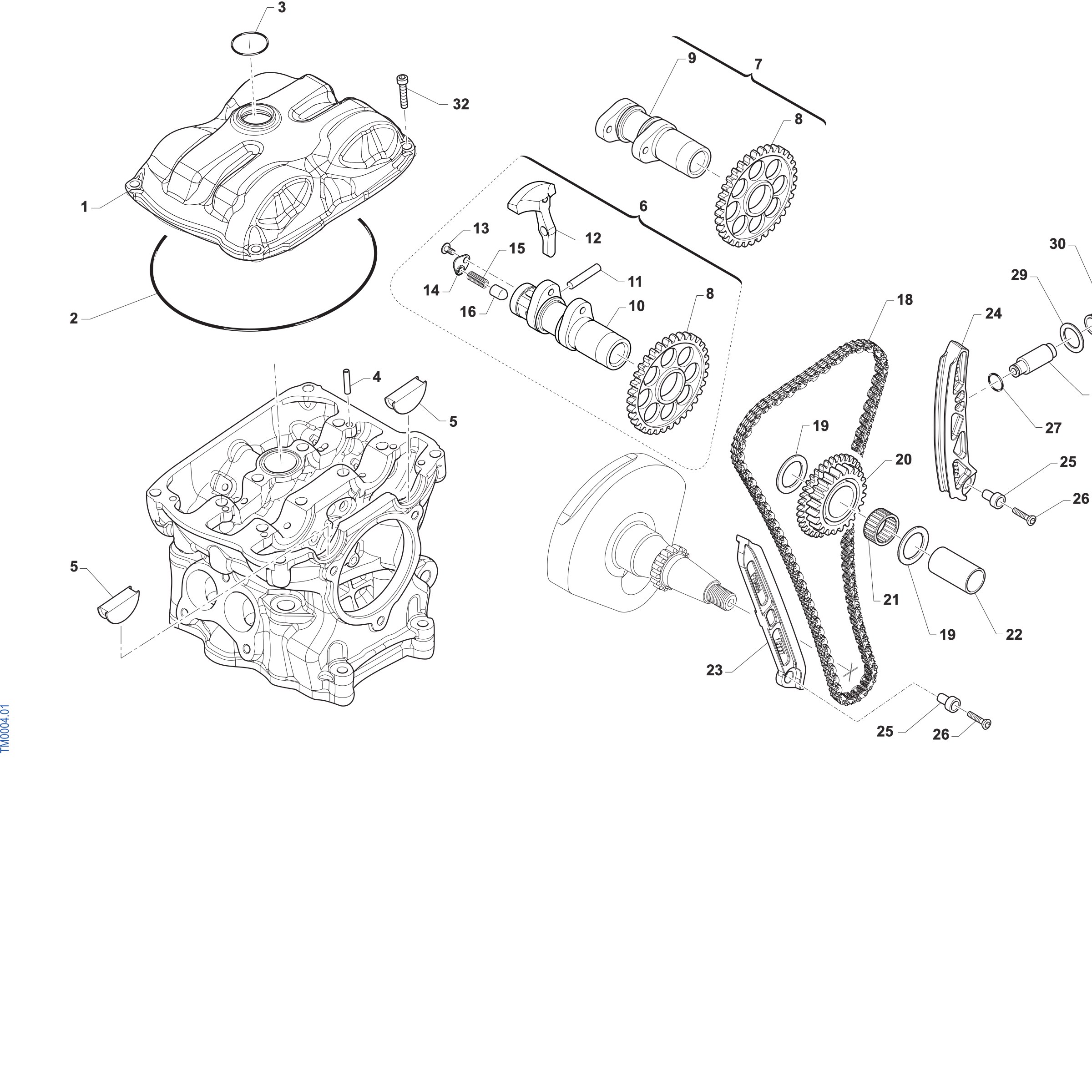 Pièces d'origine pour TM RACING 300 300 4T 300 Fi MX 2027 - Distribution moteur