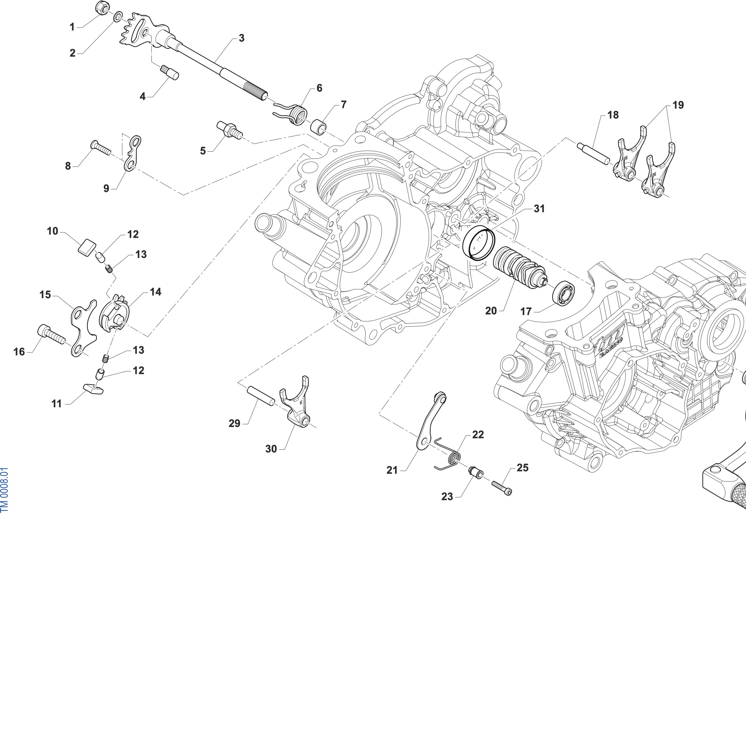 Pièces d'origine pour TM RACING 300 300 4T 300 Fi MX 2027 - Mécanisme de sélection