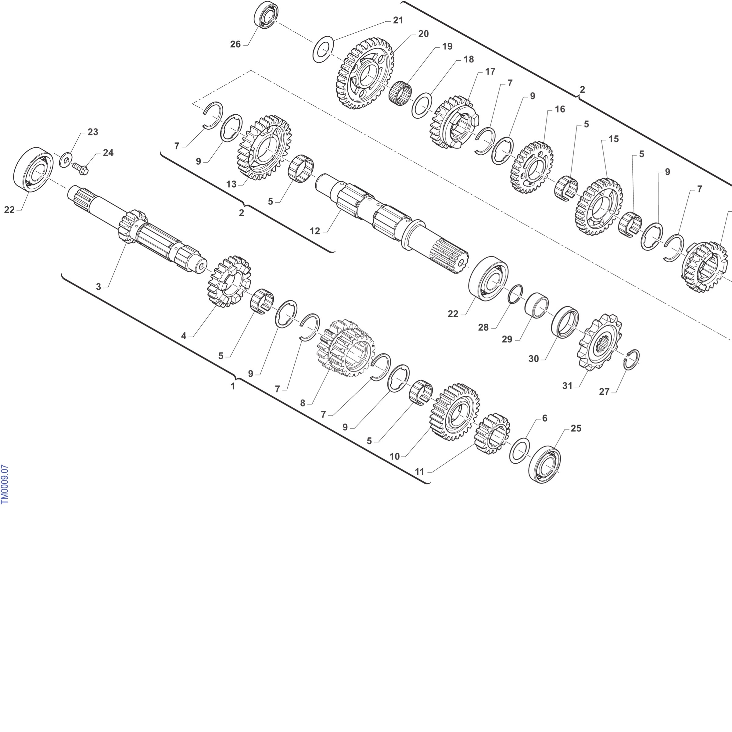Pièces d'origine pour TM RACING 300 300 4T 300 Fi MX 2027 - Boîte de vitesses 4T 300 – 6 rapports (Open Clutch F1)