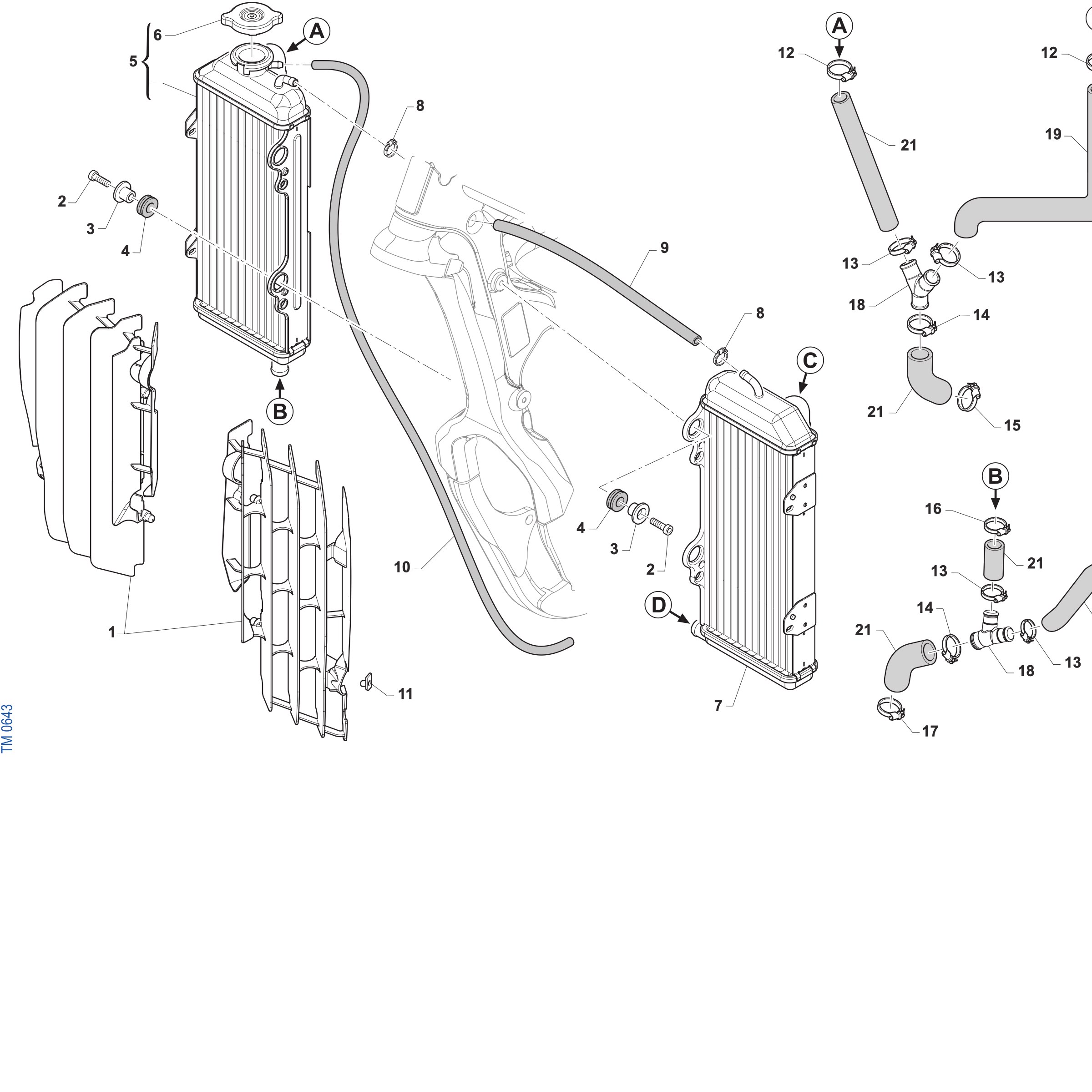 Pièces d'origine pour TM RACING 450 450 4T 450 Fi SMK 2027 - Radiateurs