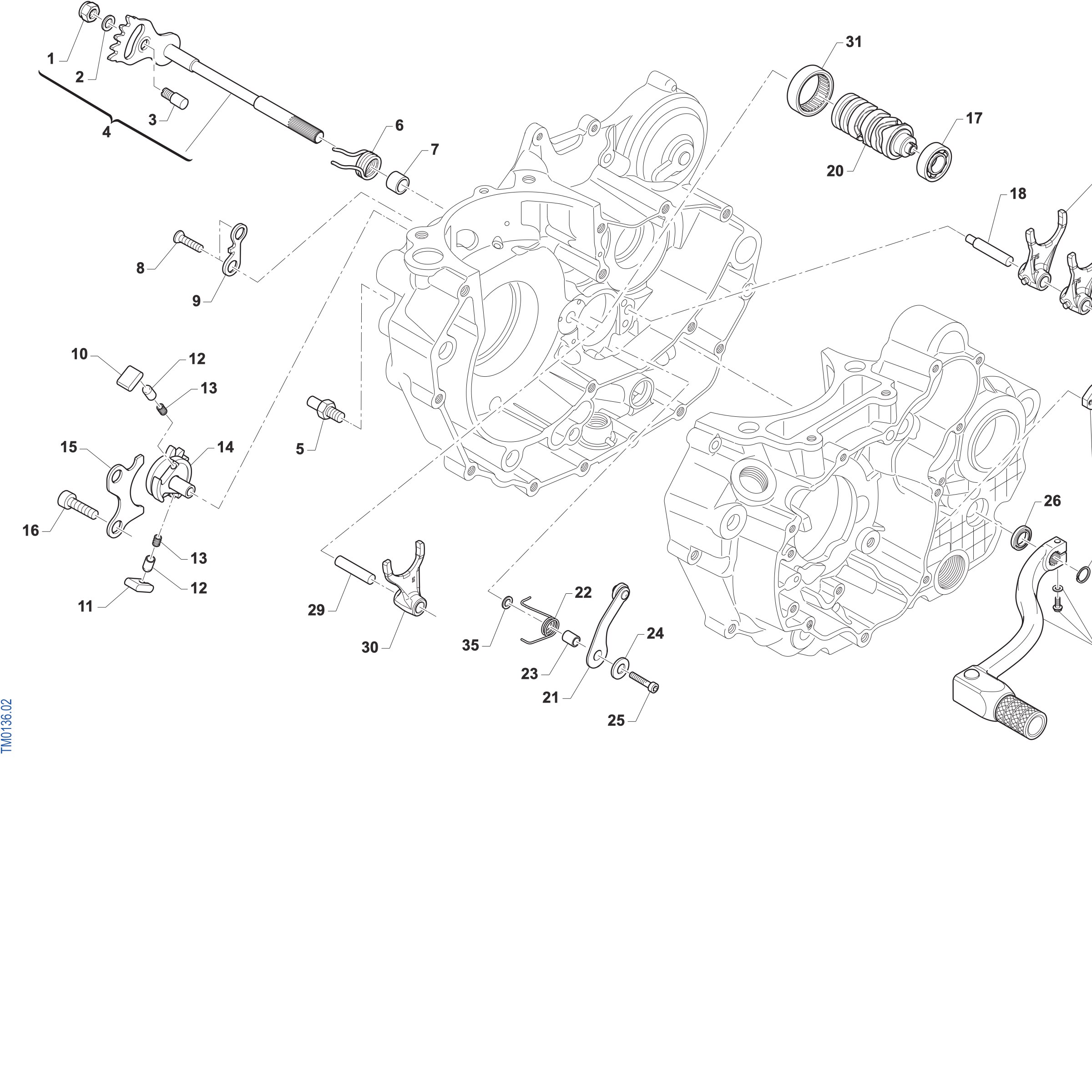 Pièces d'origine pour TM RACING 450 450 4T 450 Fi SMK 2027 - Mécanisme de sélection