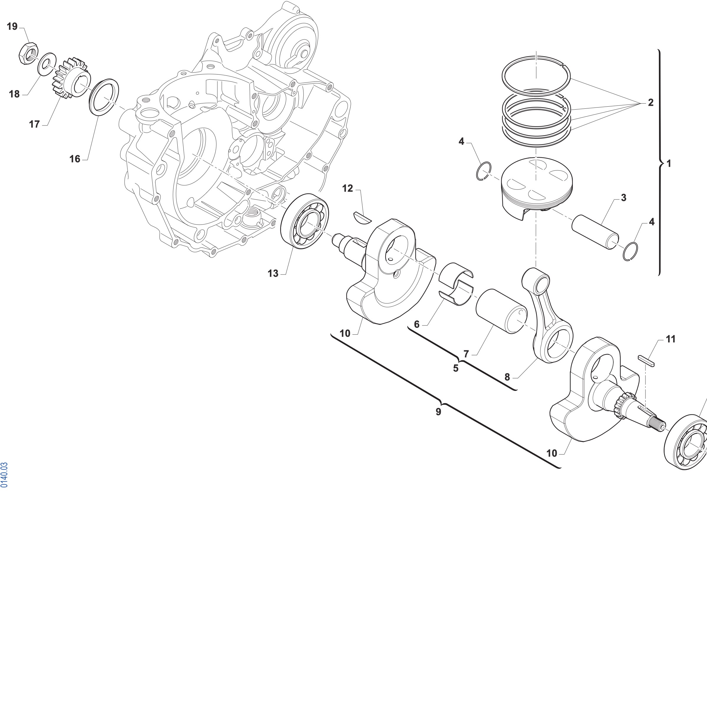 Pièces d'origine pour TM RACING 450 450 4T 450 Fi MX 2027 - Vilebrequin et piston