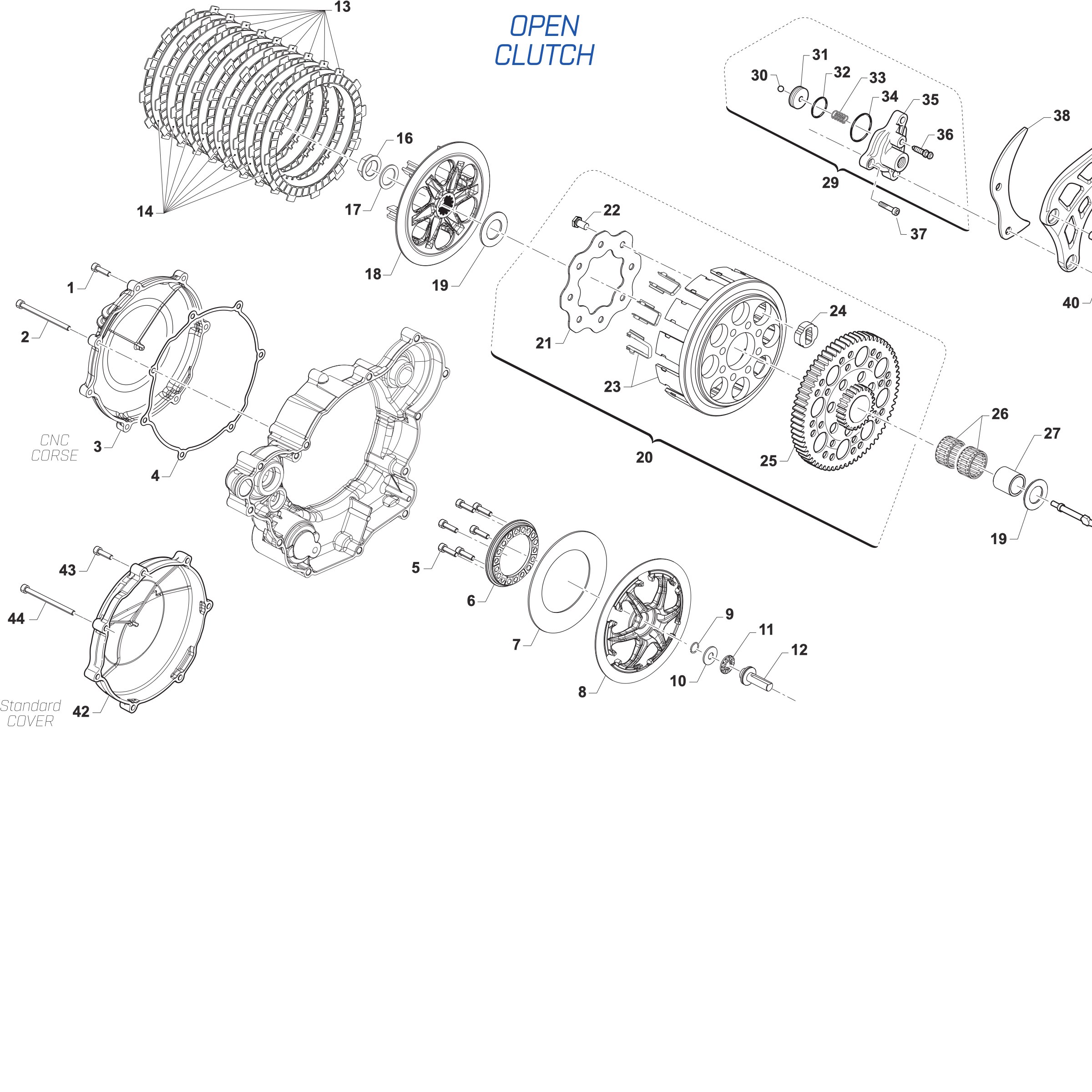 Pièces d'origine pour TM RACING 450 450 4T 450 Fi MX 2027 - Embrayage « Open Clutch »