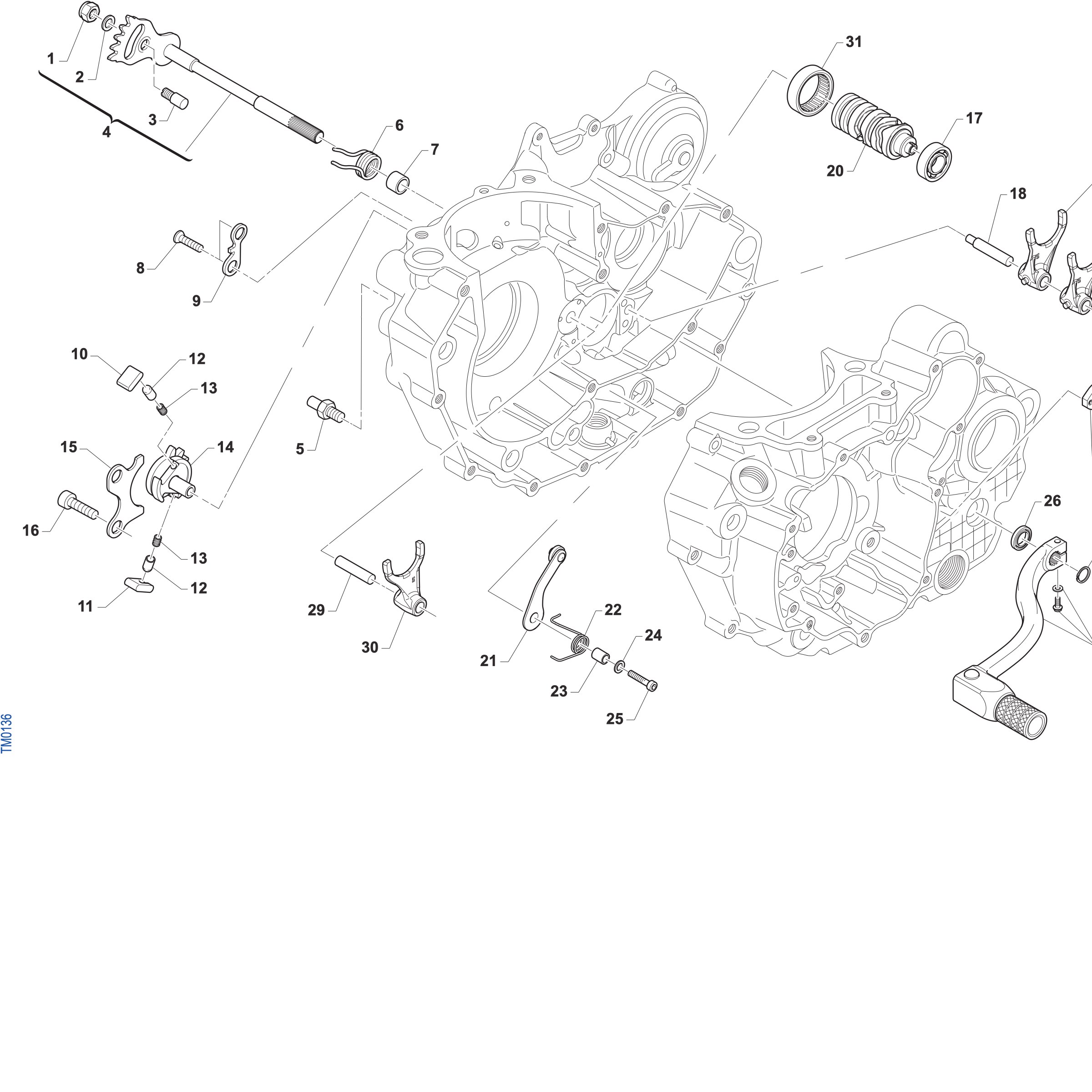 Pièces d'origine pour TM RACING 450 450 4T 450 Fi MX 2027 - Mécanisme de sélection