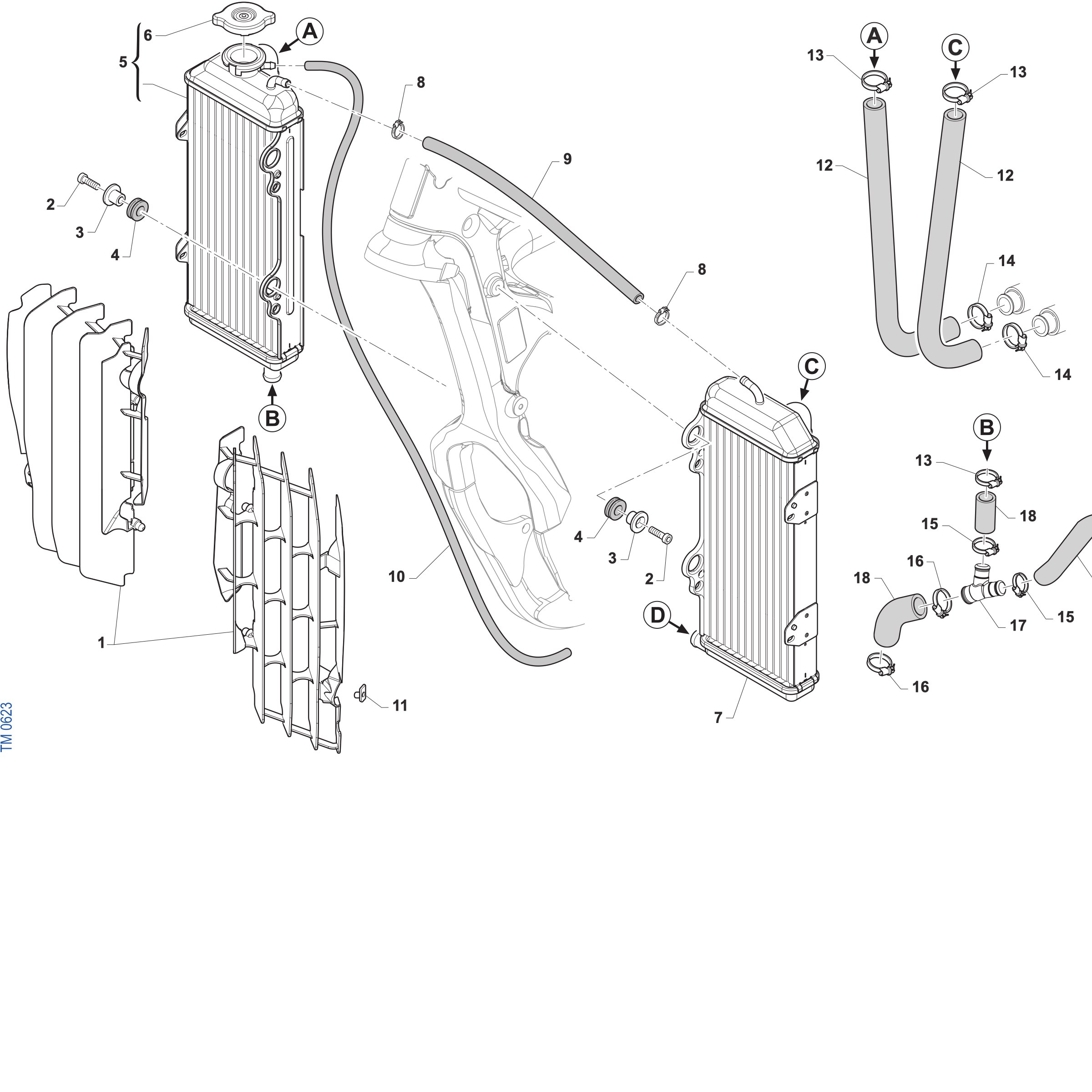 Pièces d'origine pour TM RACING 450 450 4T 450 Fi SMR 2027 - Radiateurs