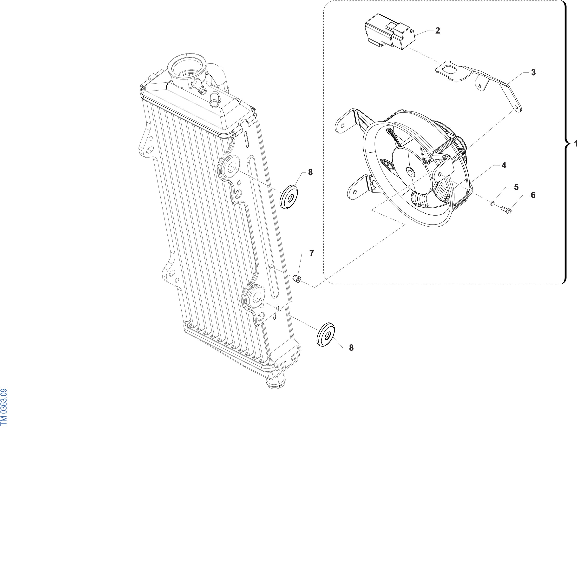 Pièces d'origine pour TM RACING 450 450 4T 450 Fi SMR 2027 - Ventilateur de radiateur
