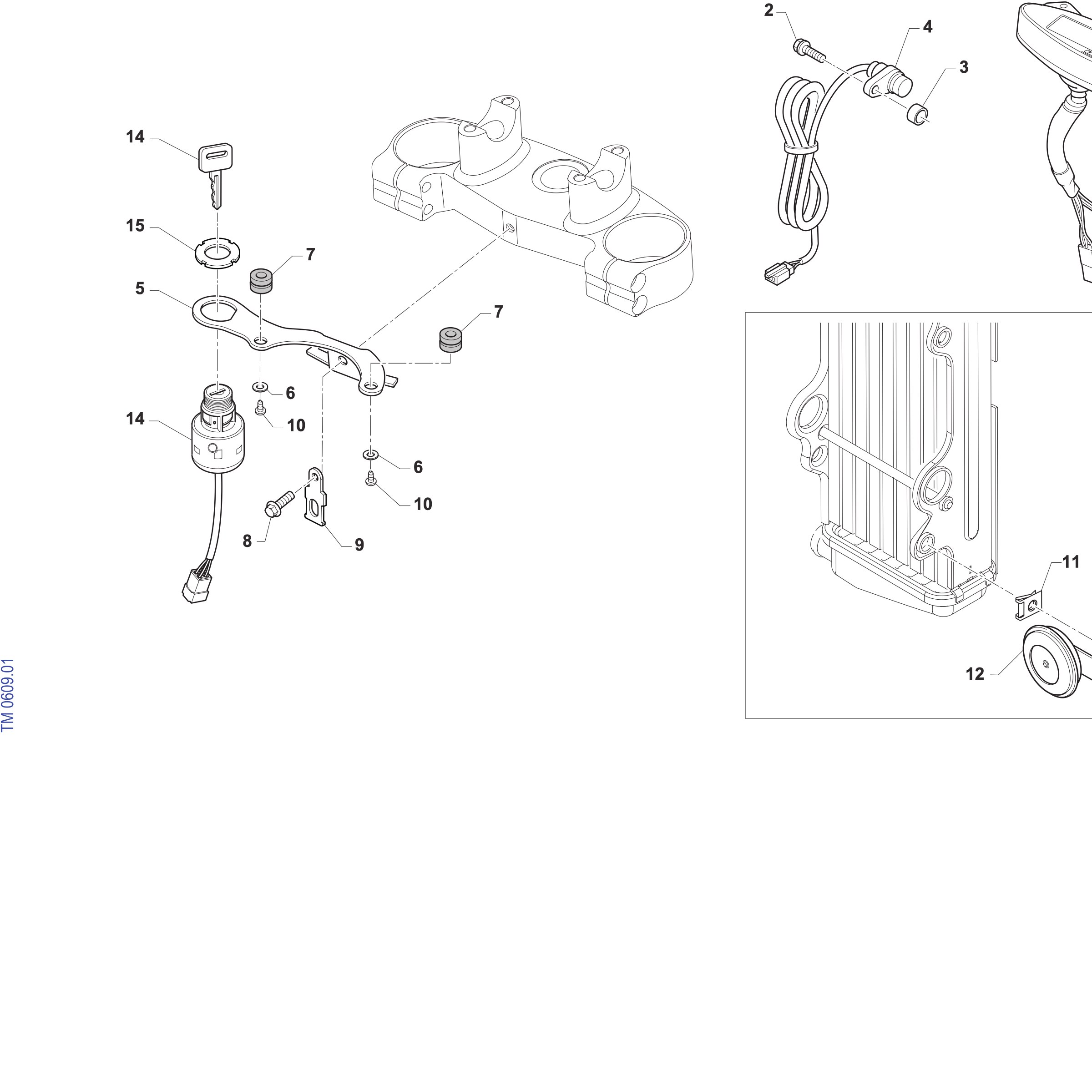 Pièces d'origine pour TM RACING 450 450 4T 450 Fi SMR 2027 - Compteur kilométrique et klaxon