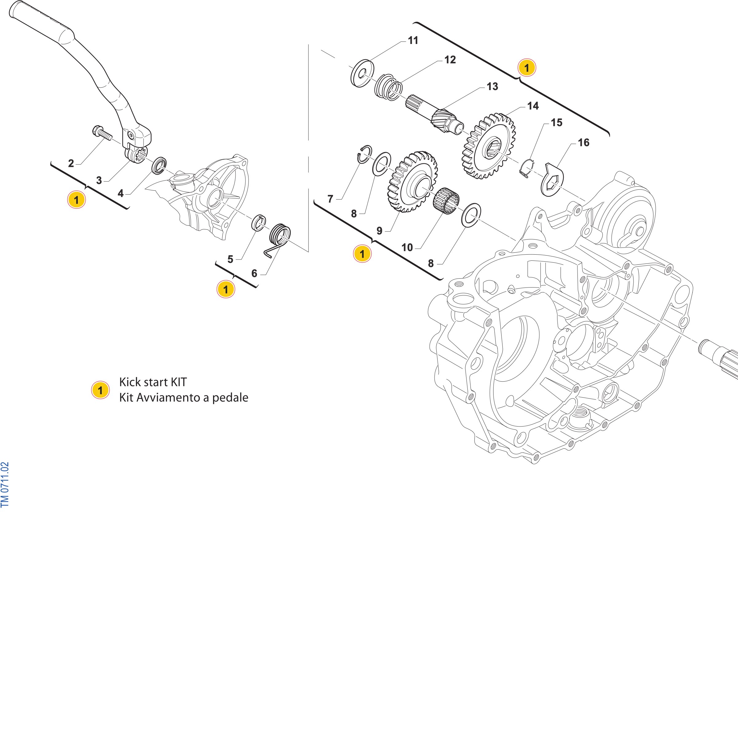 Pièces d'origine pour TM RACING 450 450 4T 450 Fi SMR 2027 - Kit de démarrage au kick