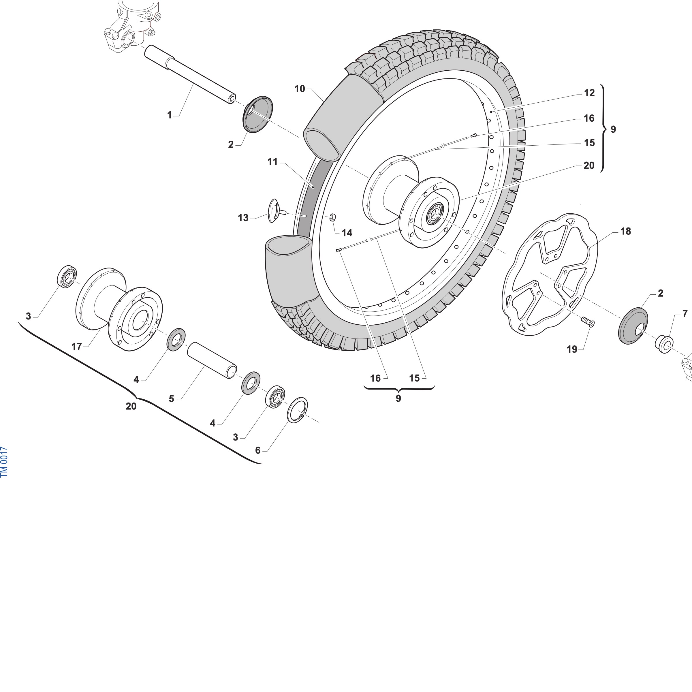 Pièces d'origine pour TM RACING 450 450 4T 450 Fi EN 2027 - Roue avant